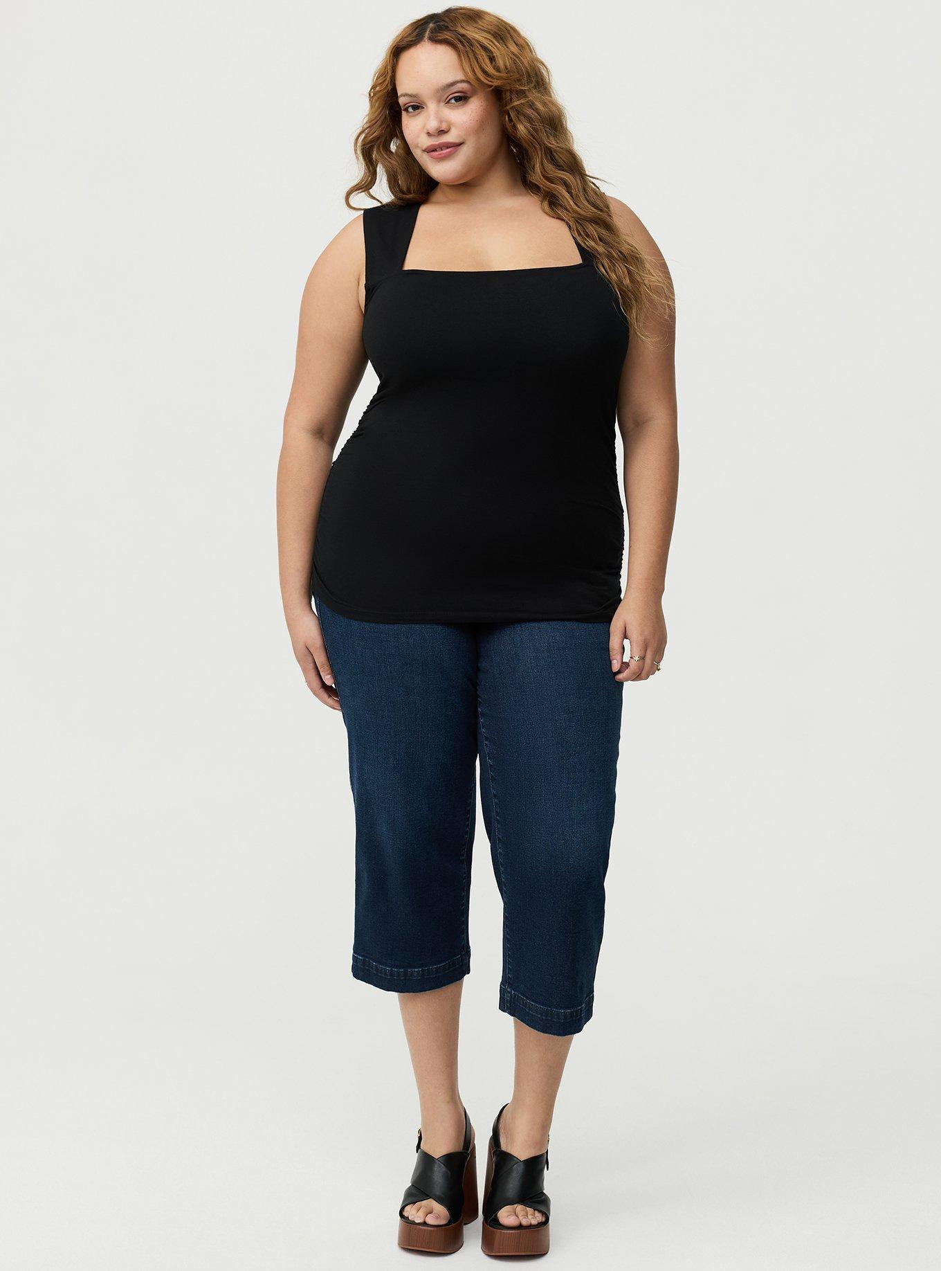 Foxy Ruched Square Tank, DEEP BLACK, alternate