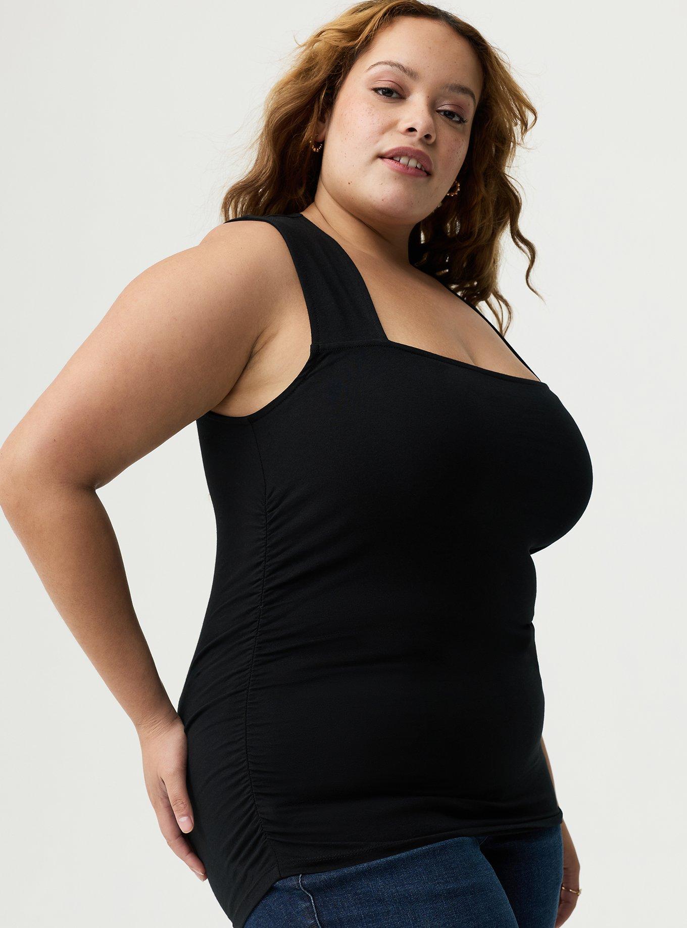 Foxy Ruched Square Tank, DEEP BLACK, alternate