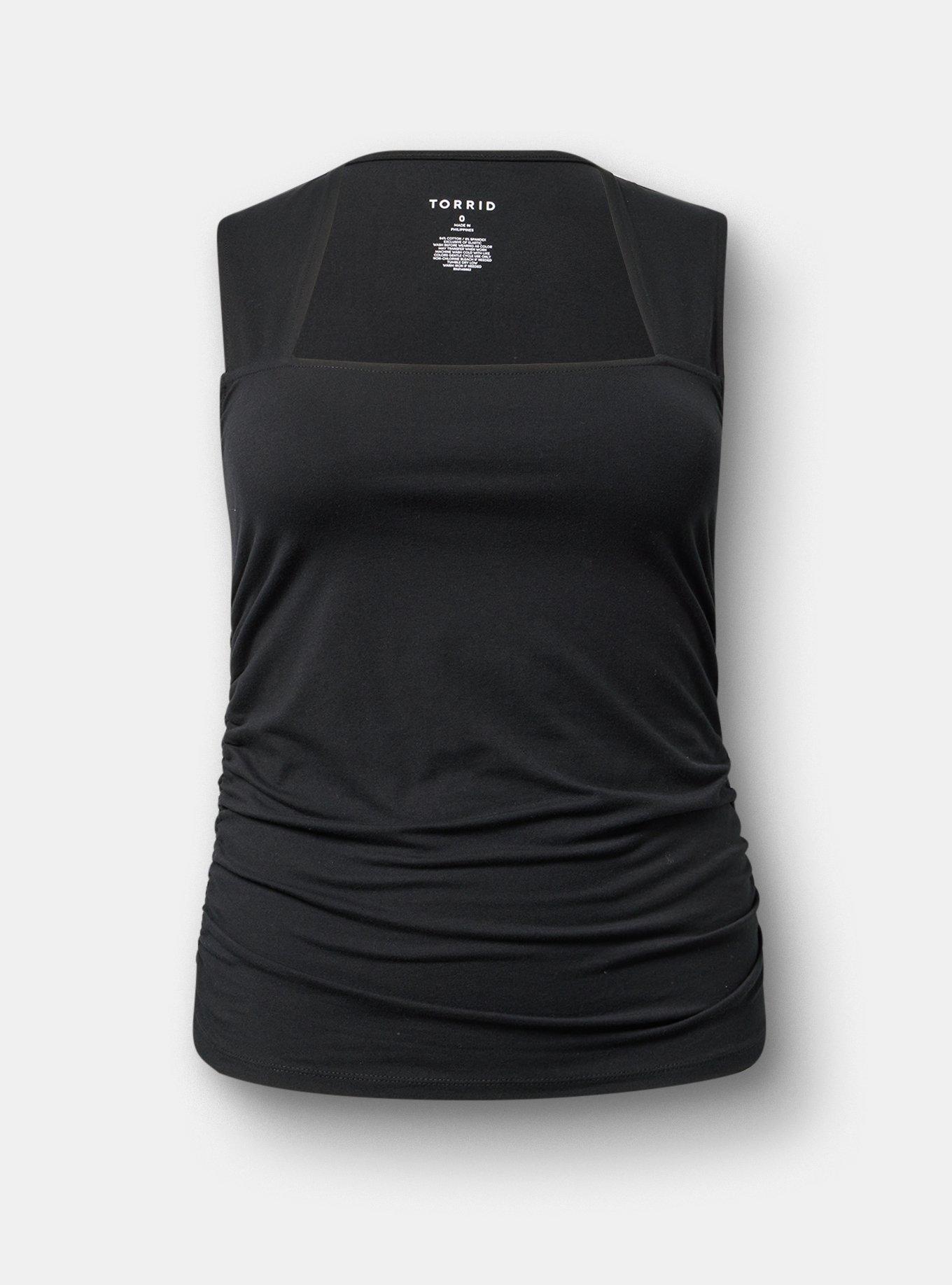 Foxy Ruched Square Tank, DEEP BLACK, hi-res