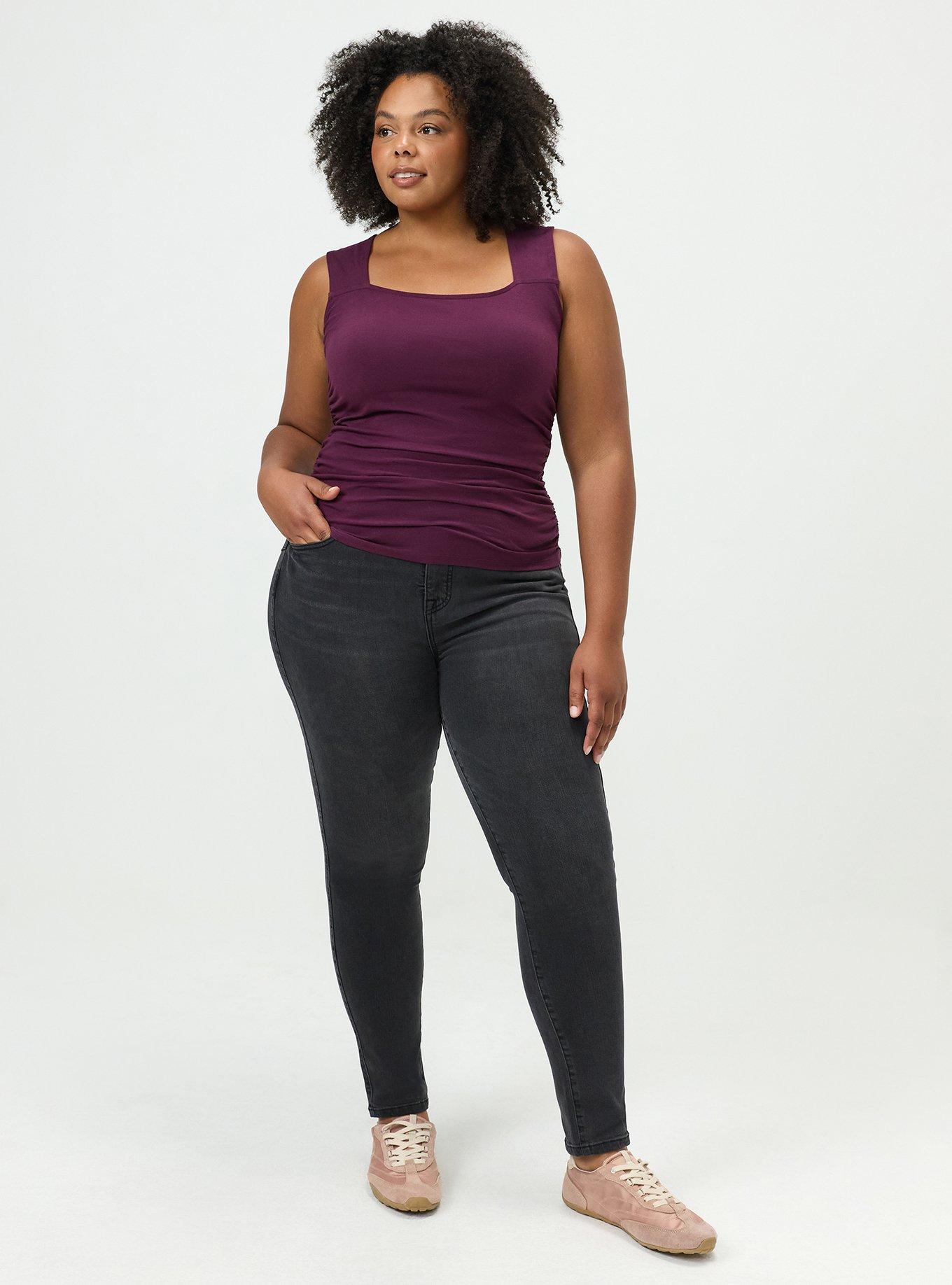 Plus Size Foxy Ruched Square Tank, POTENT PURPLE, alternate