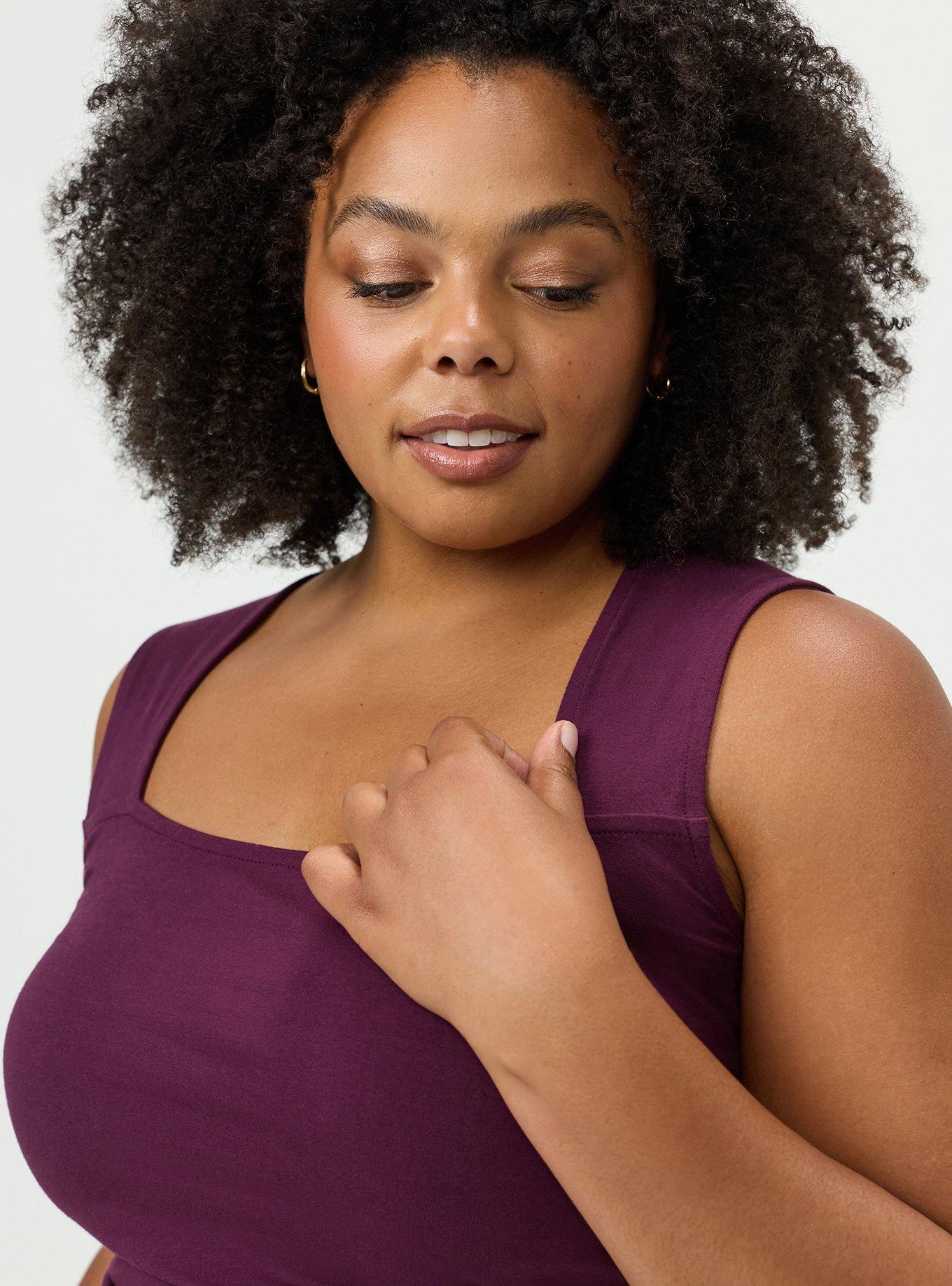 Plus Size Foxy Ruched Square Tank, POTENT PURPLE, alternate