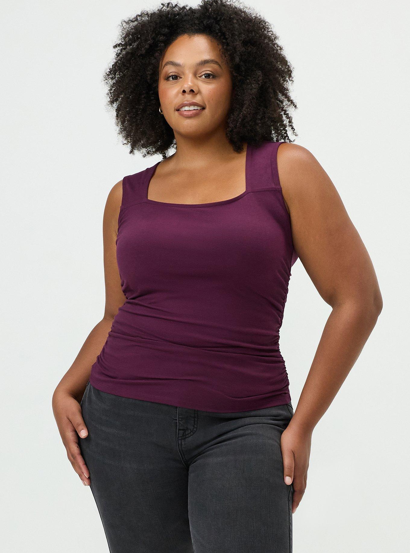 Plus Size Foxy Ruched Square Tank, POTENT PURPLE, alternate