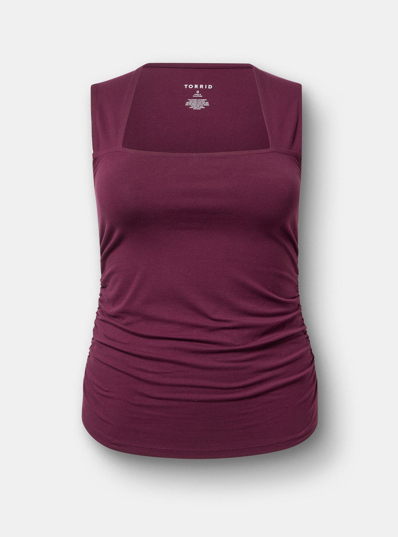 Plus Size Foxy Ruched Square Tank, POTENT PURPLE, hi-res