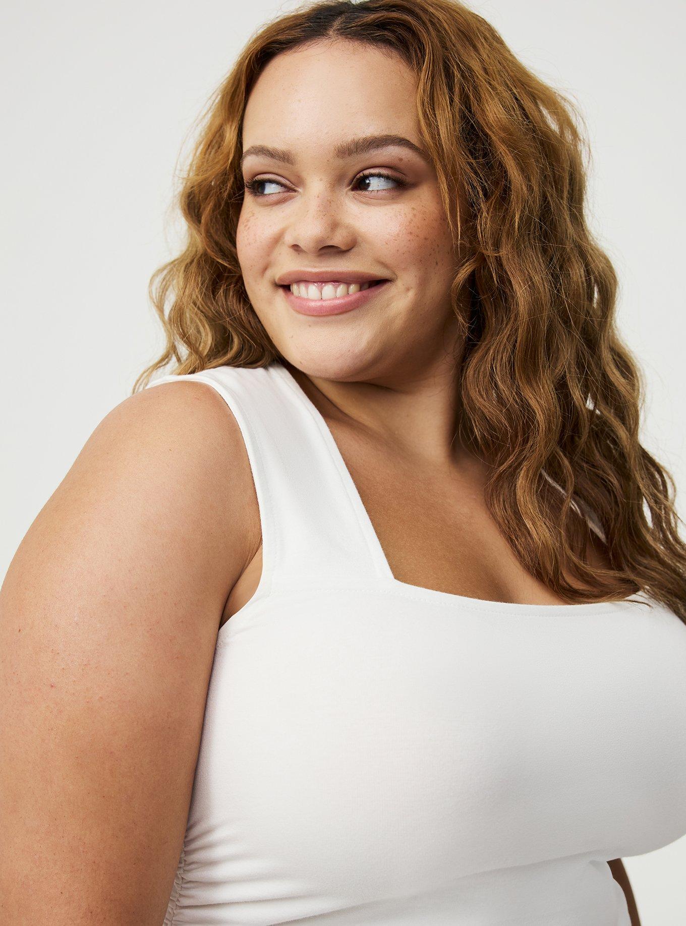 Foxy Ruched Square Tank, BLANC DE BLANC, alternate