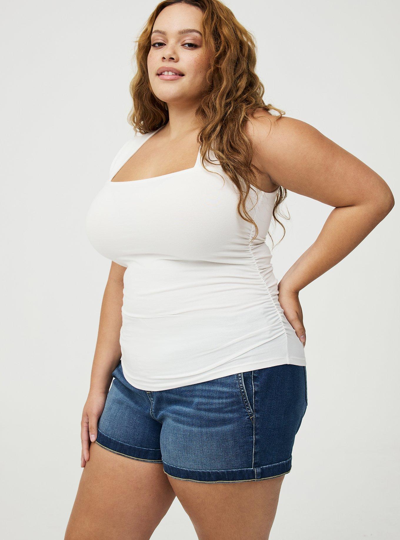 Foxy Ruched Square Tank, BLANC DE BLANC, alternate