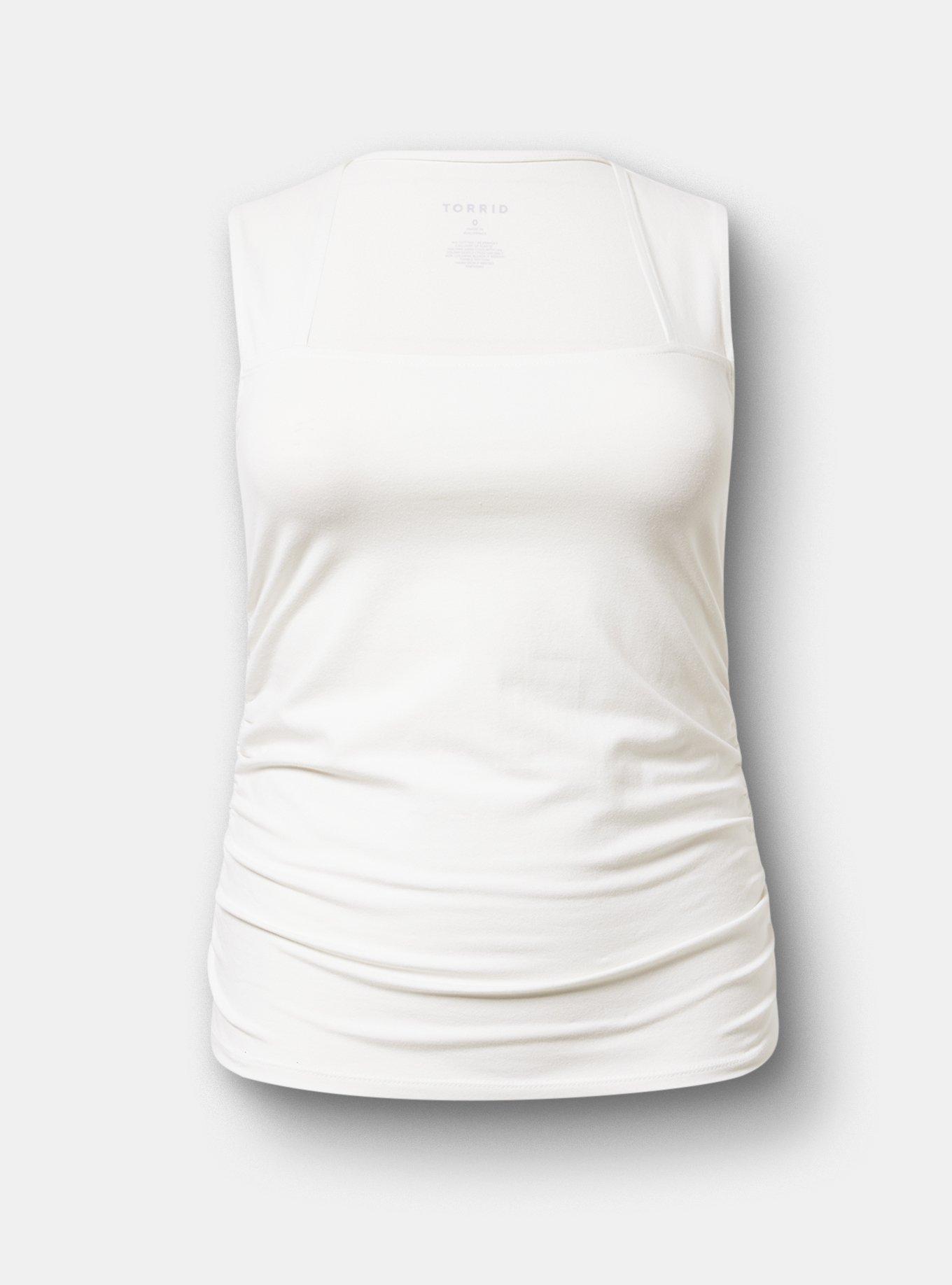 Foxy Ruched Square Tank, BLANC DE BLANC, hi-res