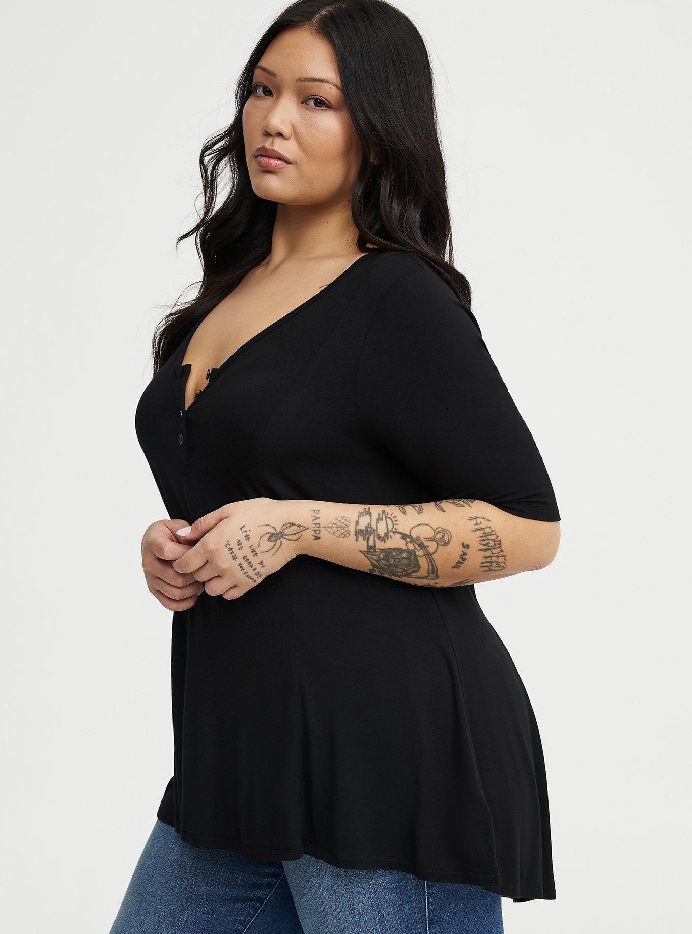 Super Soft V-Neck Fit & Flare Tunic, DEEP BLACK, alternate