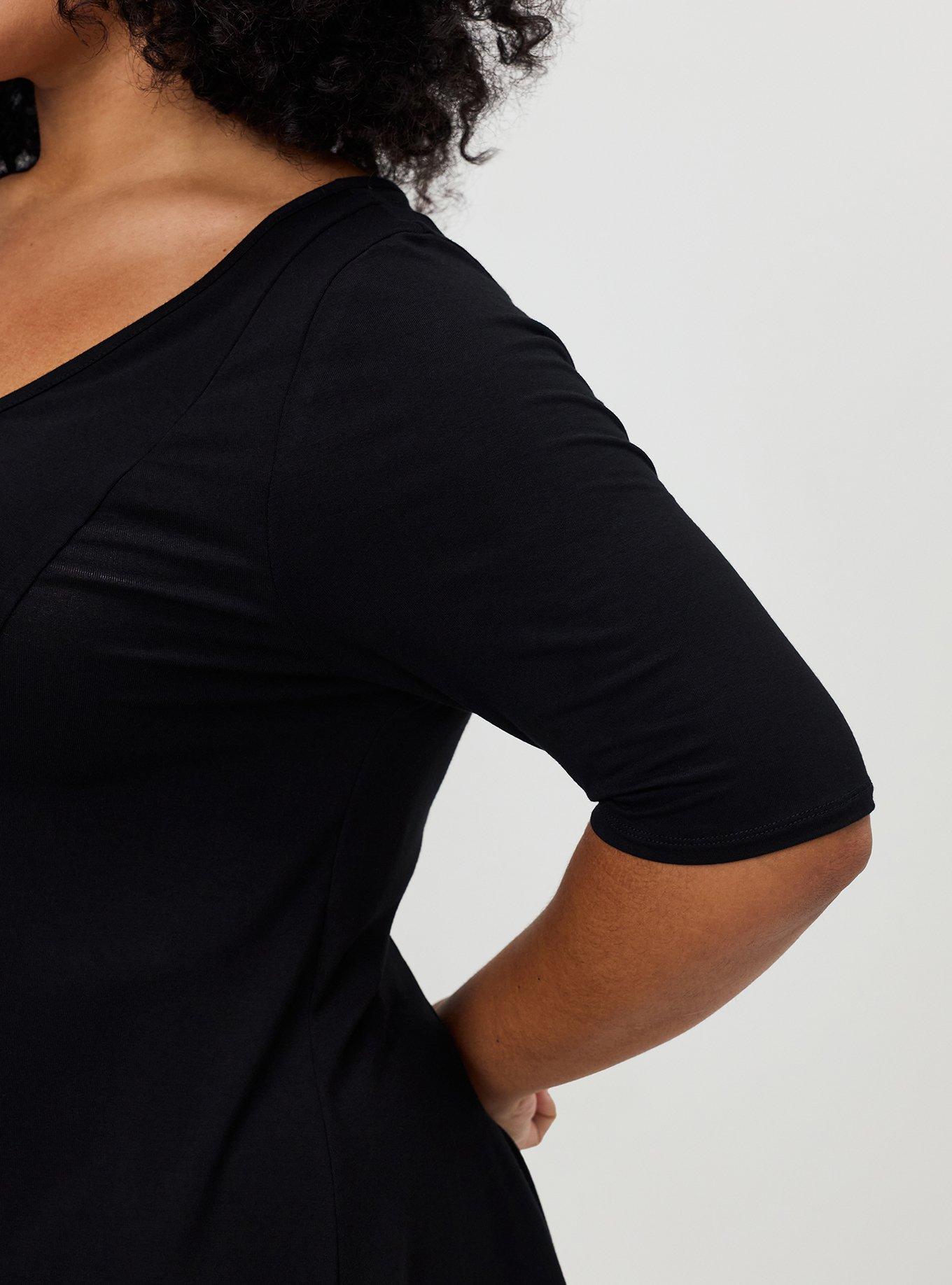 Super Soft V-Neck Fit & Flare Tunic, DEEP BLACK, alternate