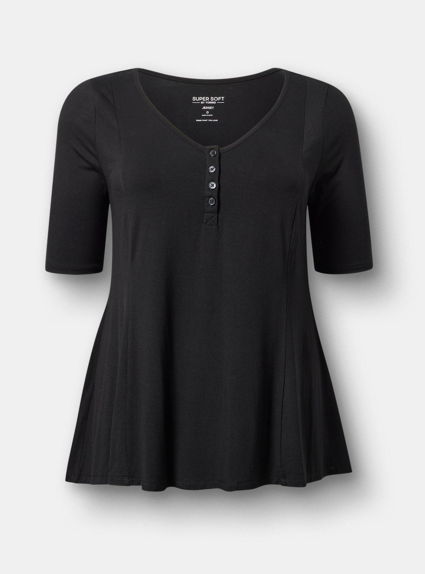 Super Soft V-Neck Fit & Flare Tunic, DEEP BLACK, hi-res