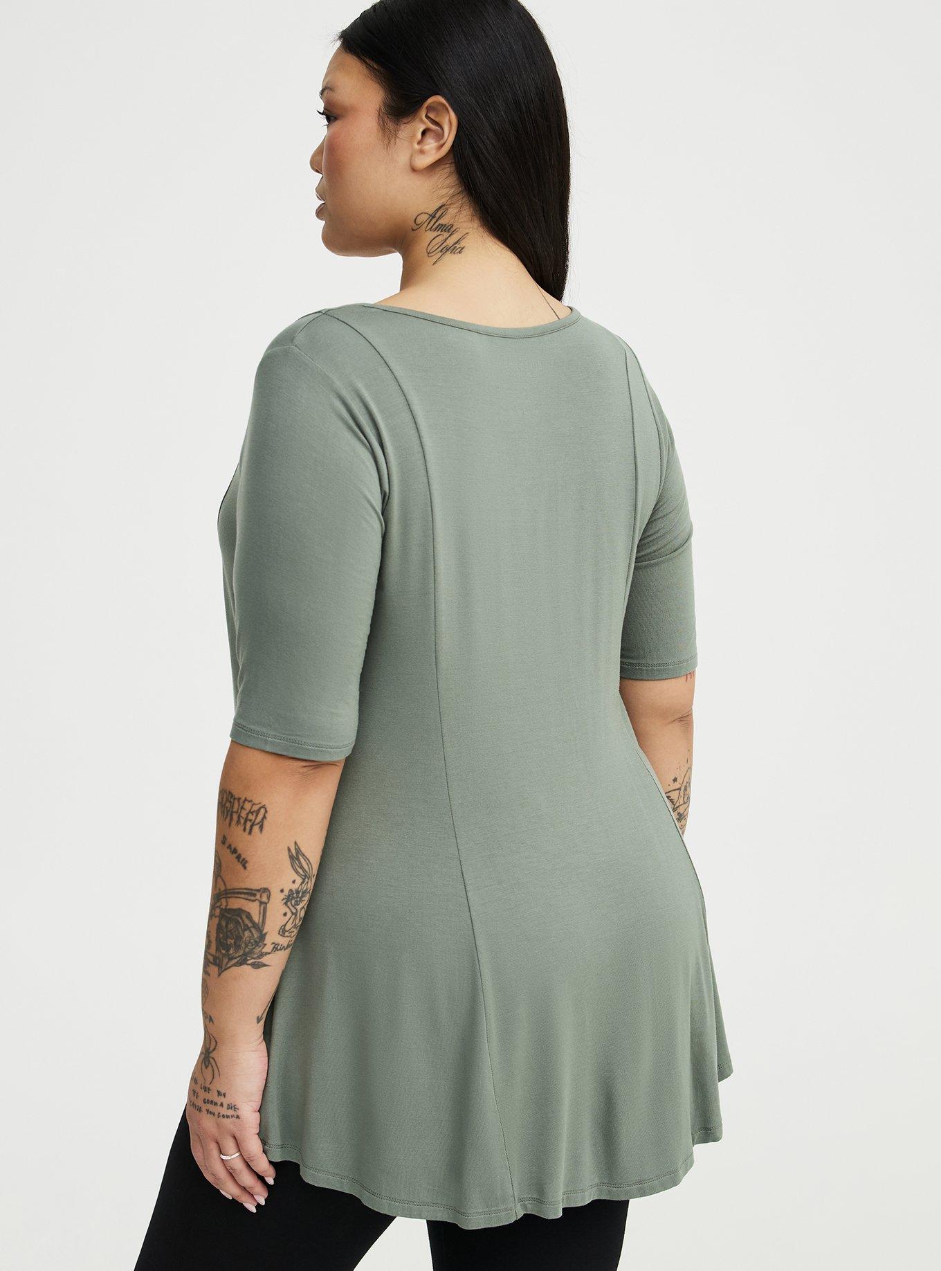 Super Soft V-Neck Fit & Flare Tunic, AGAVE GREEN, alternate