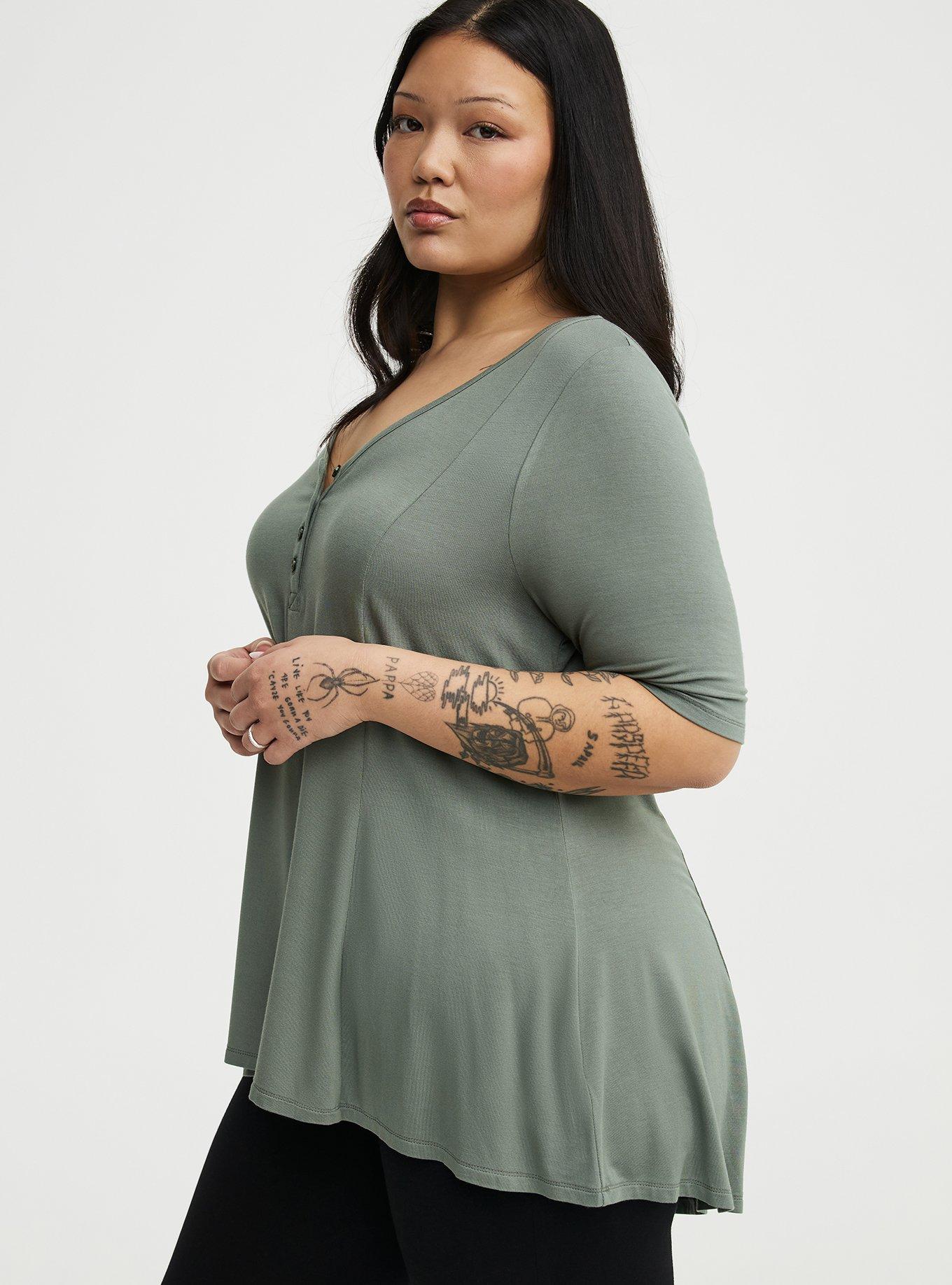 Super Soft V-Neck Fit & Flare Tunic, AGAVE GREEN, alternate