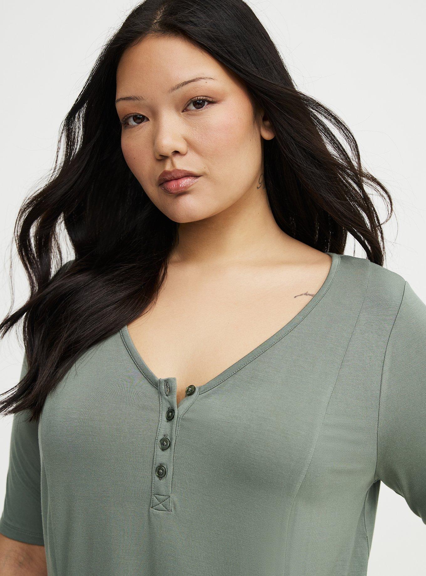 Super Soft V-Neck Fit & Flare Tunic, AGAVE GREEN, alternate