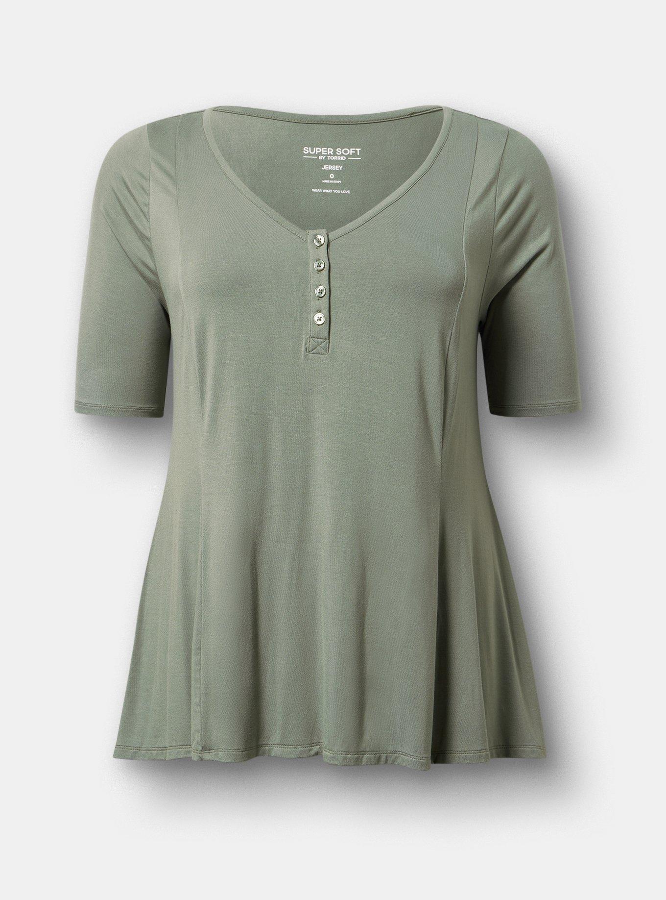Super Soft V-Neck Fit & Flare Tunic, AGAVE GREEN, hi-res