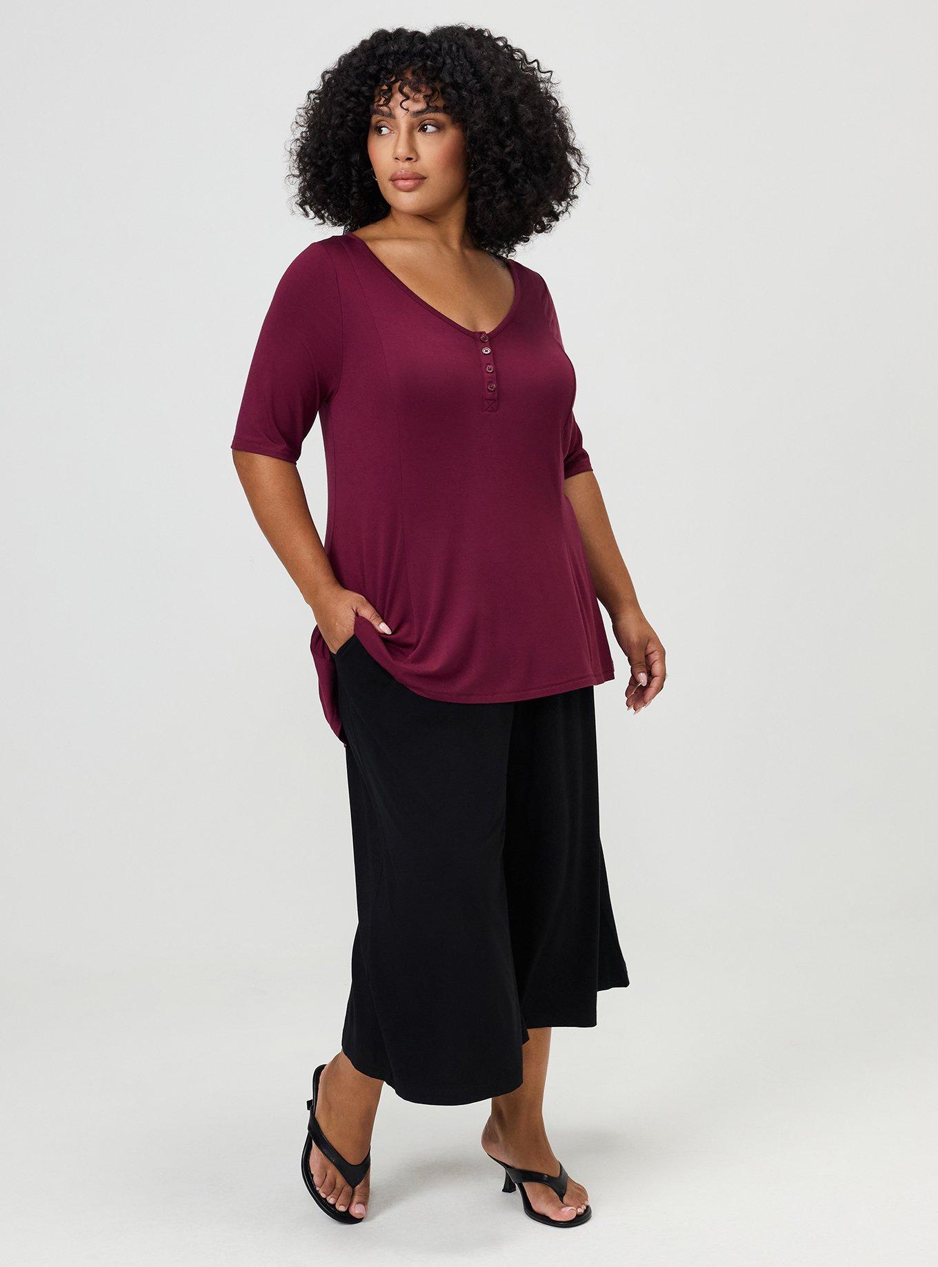 Super Soft V-Neck Fit & Flare Tunic, MAROON BANNER, alternate