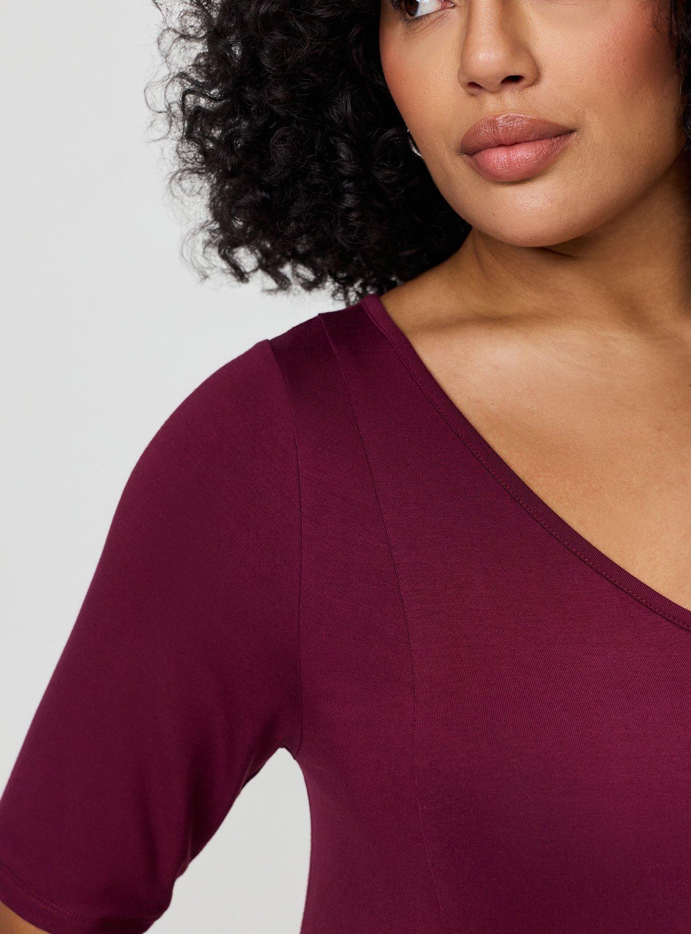 Super Soft V-Neck Fit & Flare Tunic, MAROON BANNER, alternate