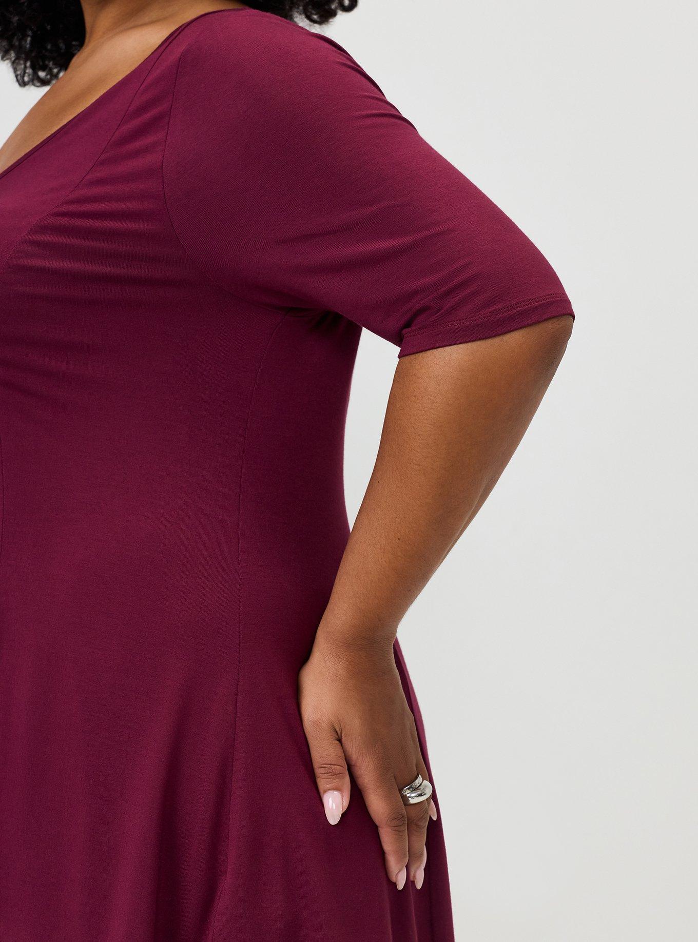 Super Soft V-Neck Fit & Flare Tunic, MAROON BANNER, alternate