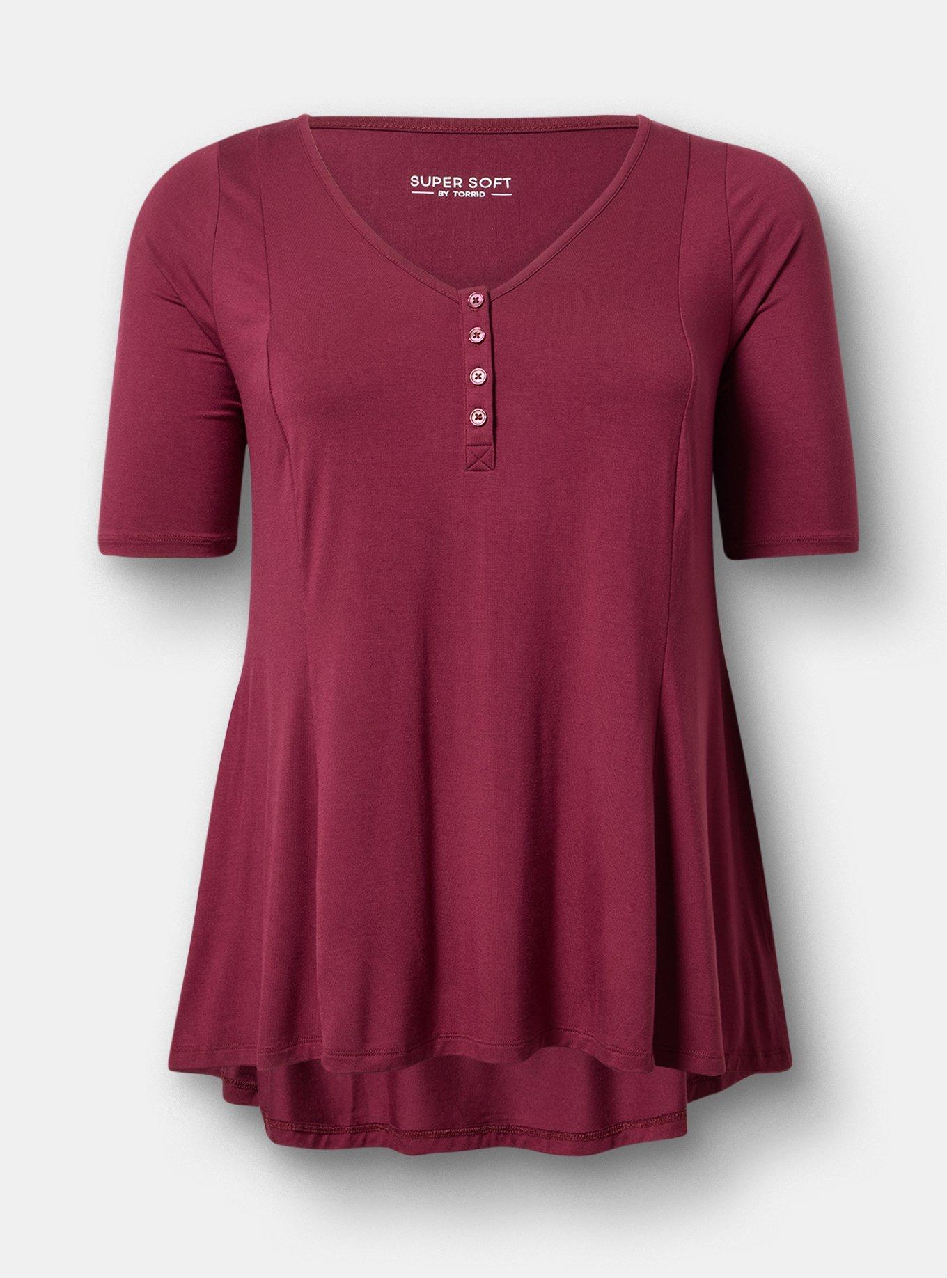 Super Soft V-Neck Fit & Flare Tunic, MAROON BANNER, flat