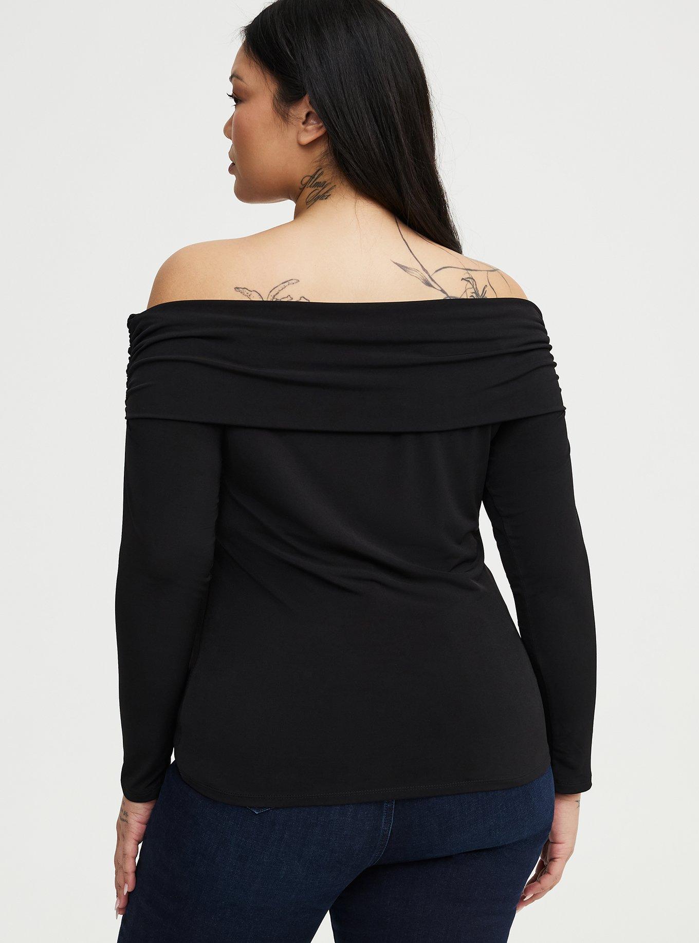 Off-Shoulder U-Ring Top, DEEP BLACK, alternate