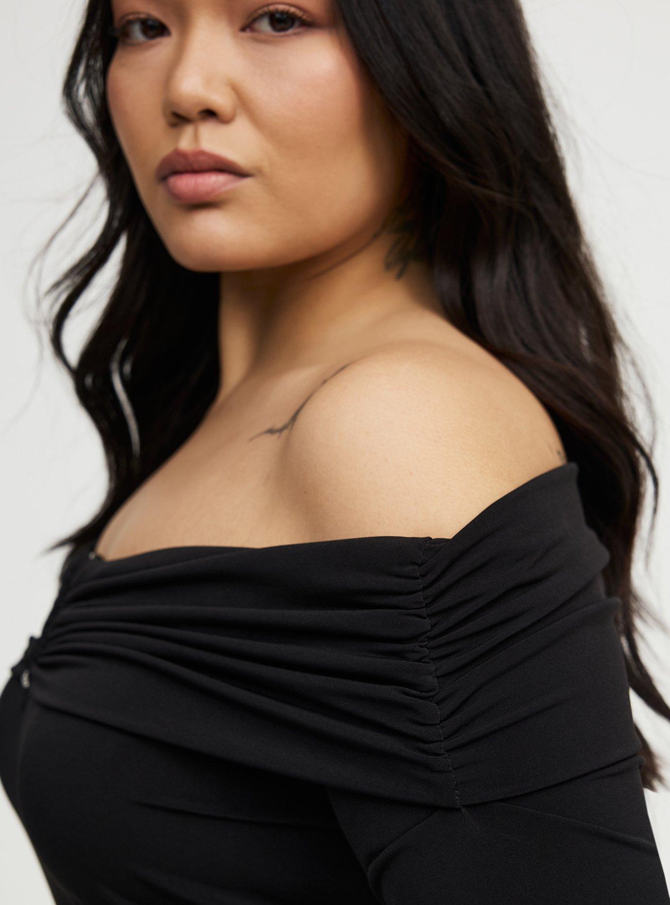 Off-Shoulder U-Ring Top, DEEP BLACK, alternate