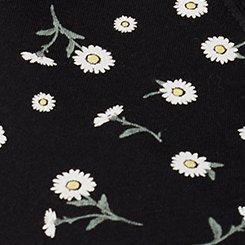 Printed Girlfriend Heritage Jersey V-Neck Tee, DAINTY DAISY FLORAL BLACK, swatch