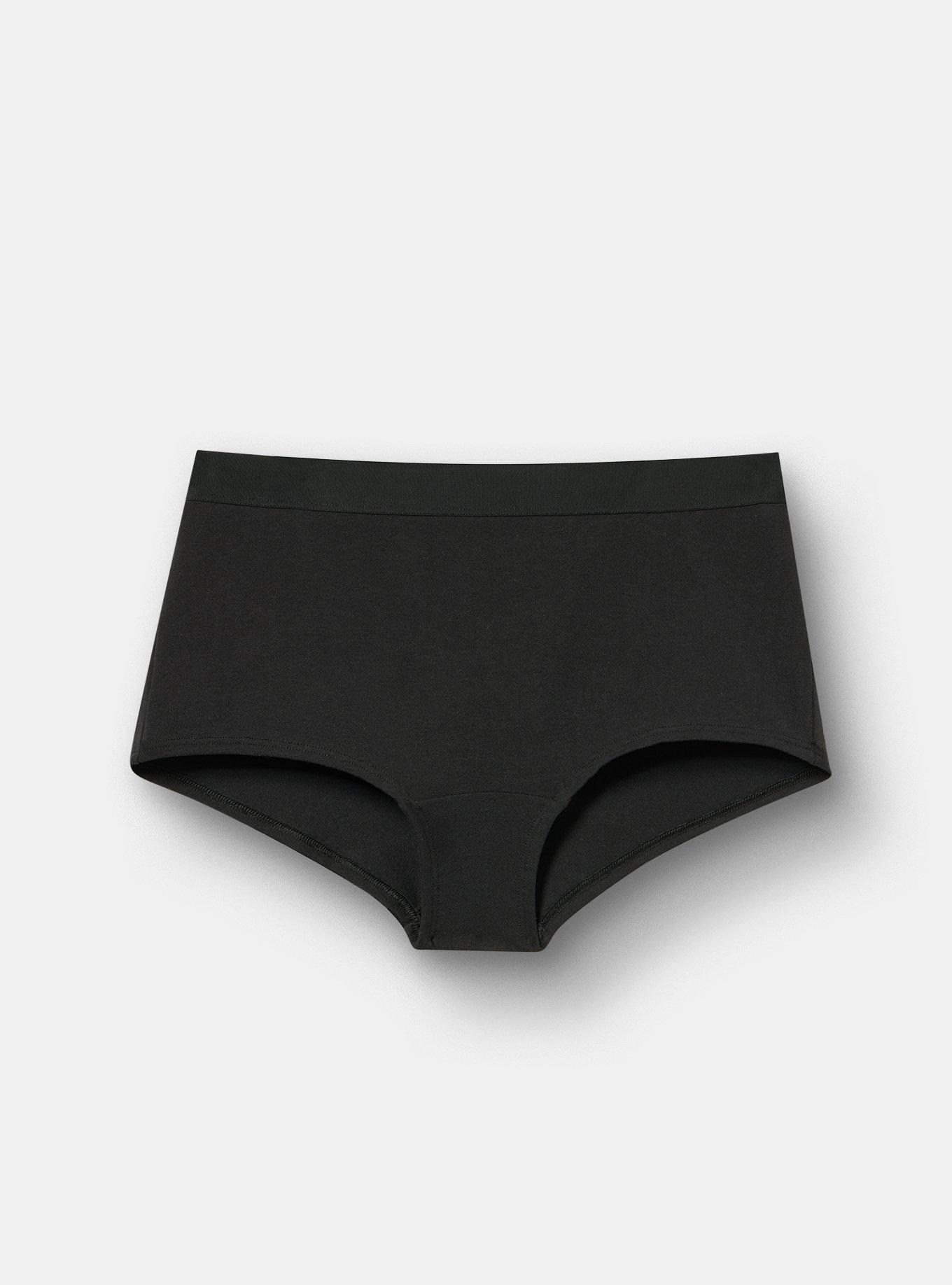 Cotton Rib Mid-Rise Boyshort Panty, RICH BLACK, hi-res