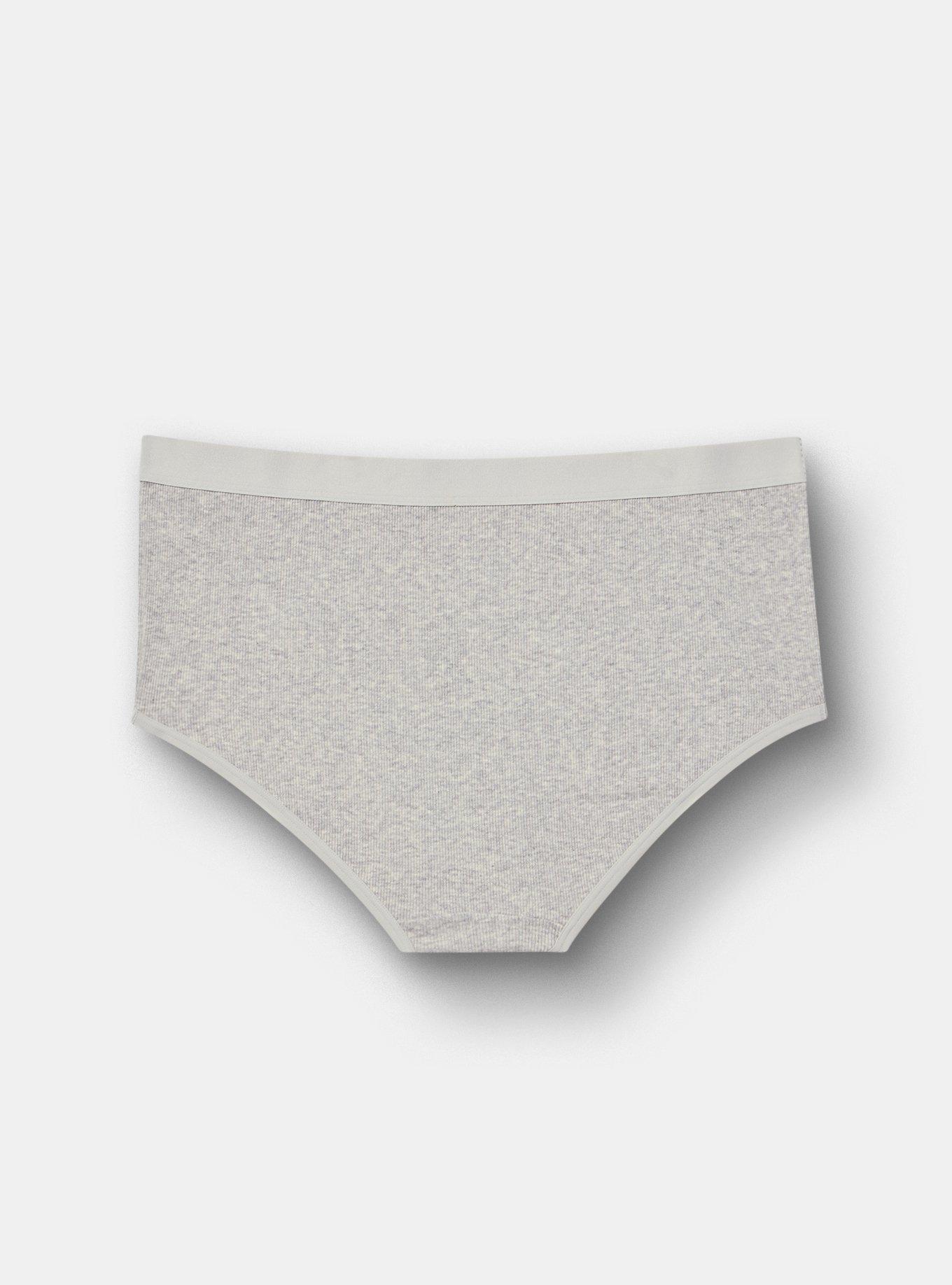 Cotton Rib Mid-Rise Brief Panty, LIGHTEST HEATHER GREY, alternate