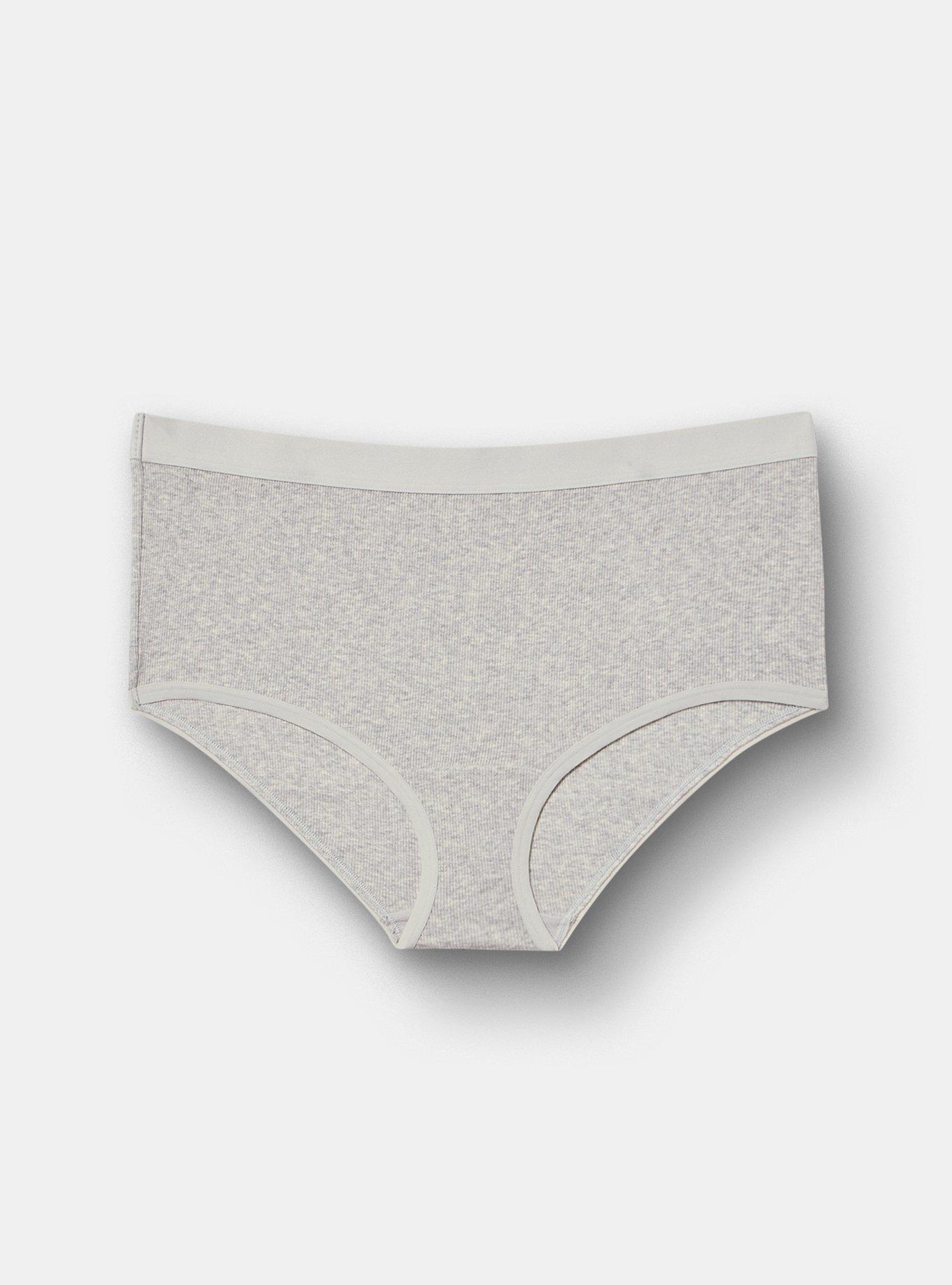 Cotton Rib Mid-Rise Brief Panty, LIGHTEST HEATHER GREY, hi-res