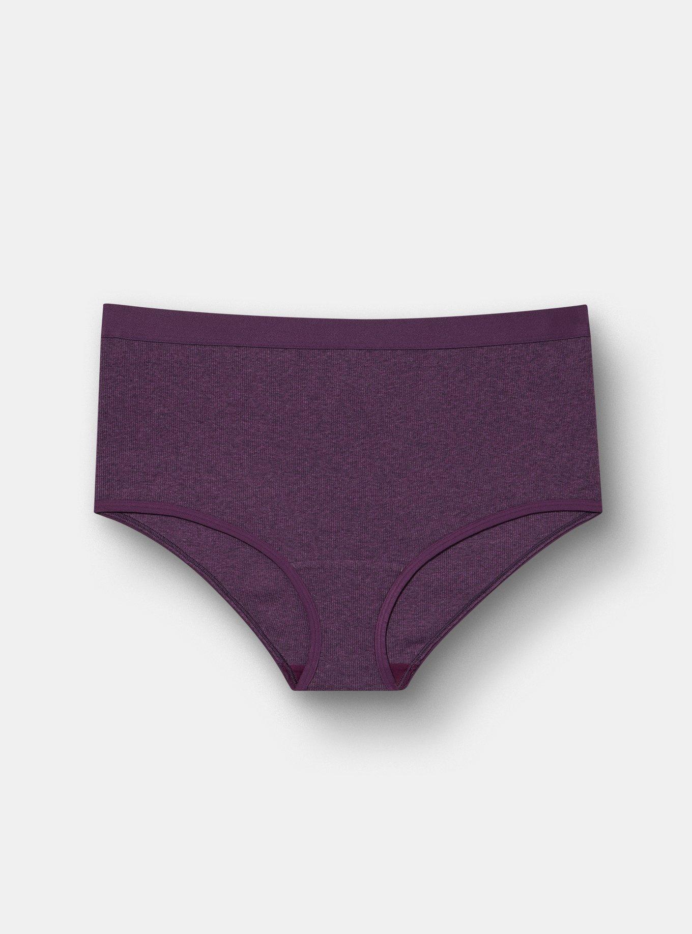 Cotton Rib Mid-Rise Brief Panty, BLACKBERRY HEATHER, hi-res