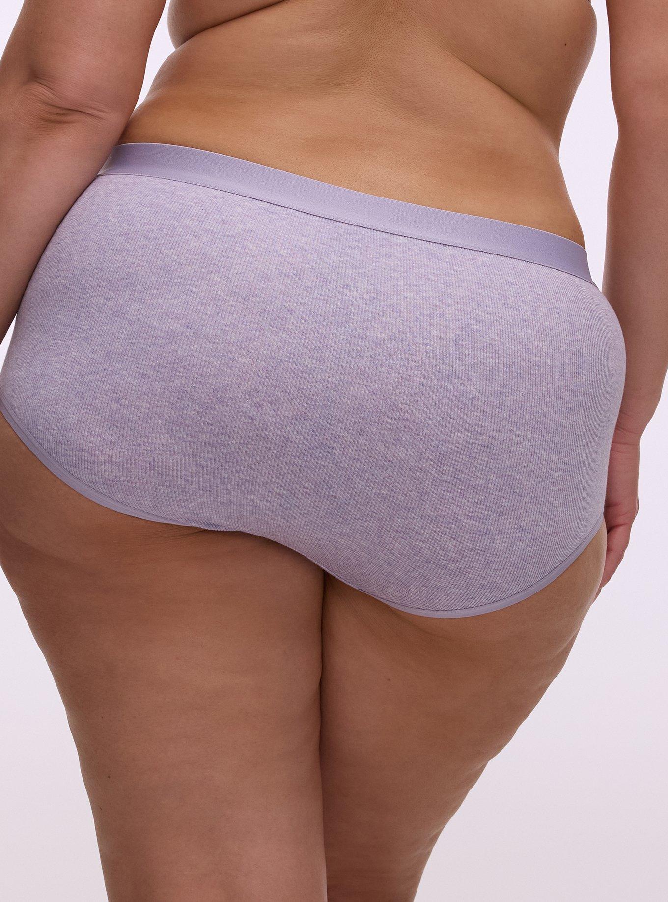 Cotton Rib Mid-Rise Brief Panty, HEIRLOOM LILAC HEATHER, alternate