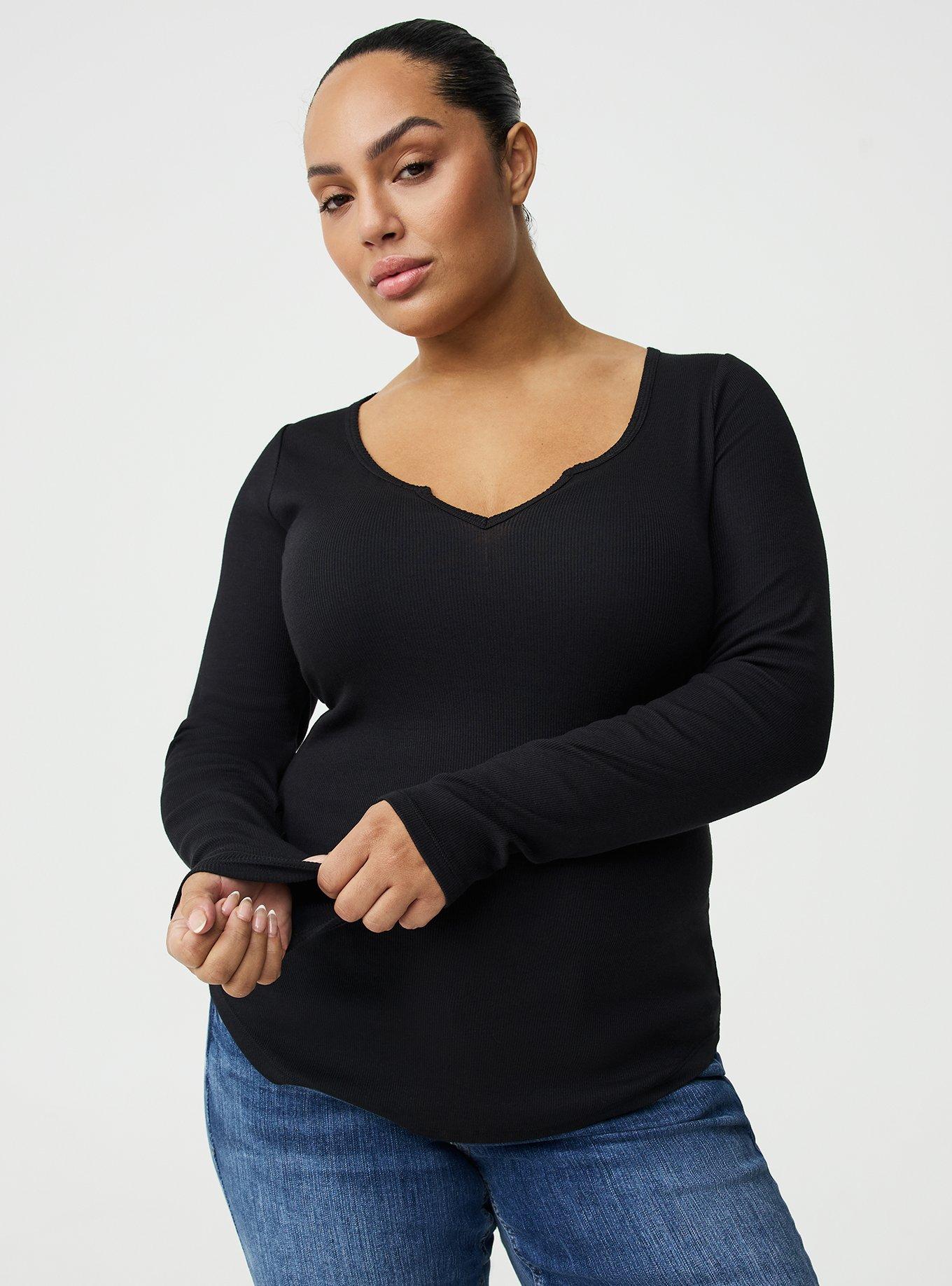 Cotton Modal Rib Scoop Top, DEEP BLACK, hi-res