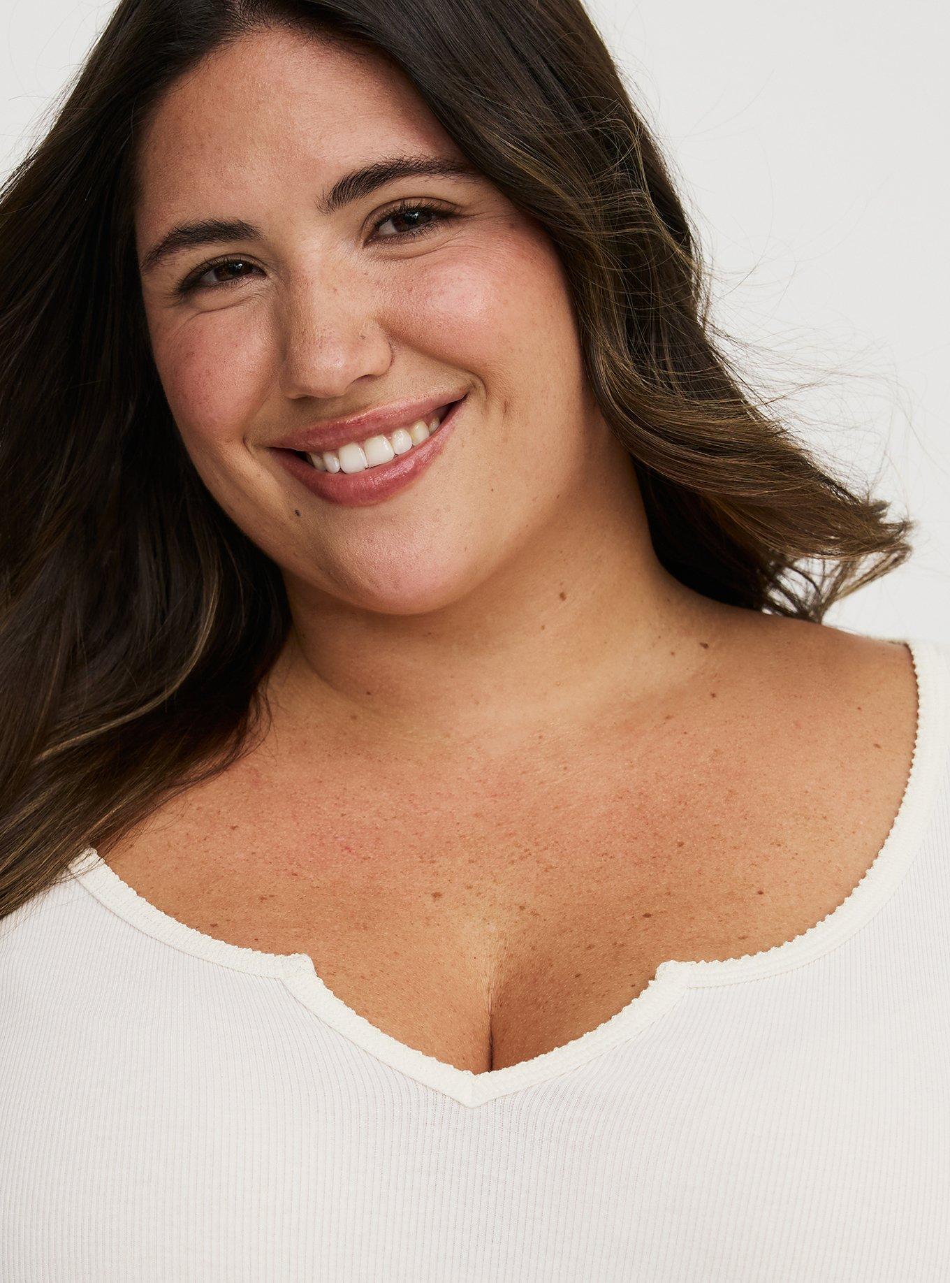 Cotton Modal Rib Notch Neck Top, WHISPER WHITE, alternate