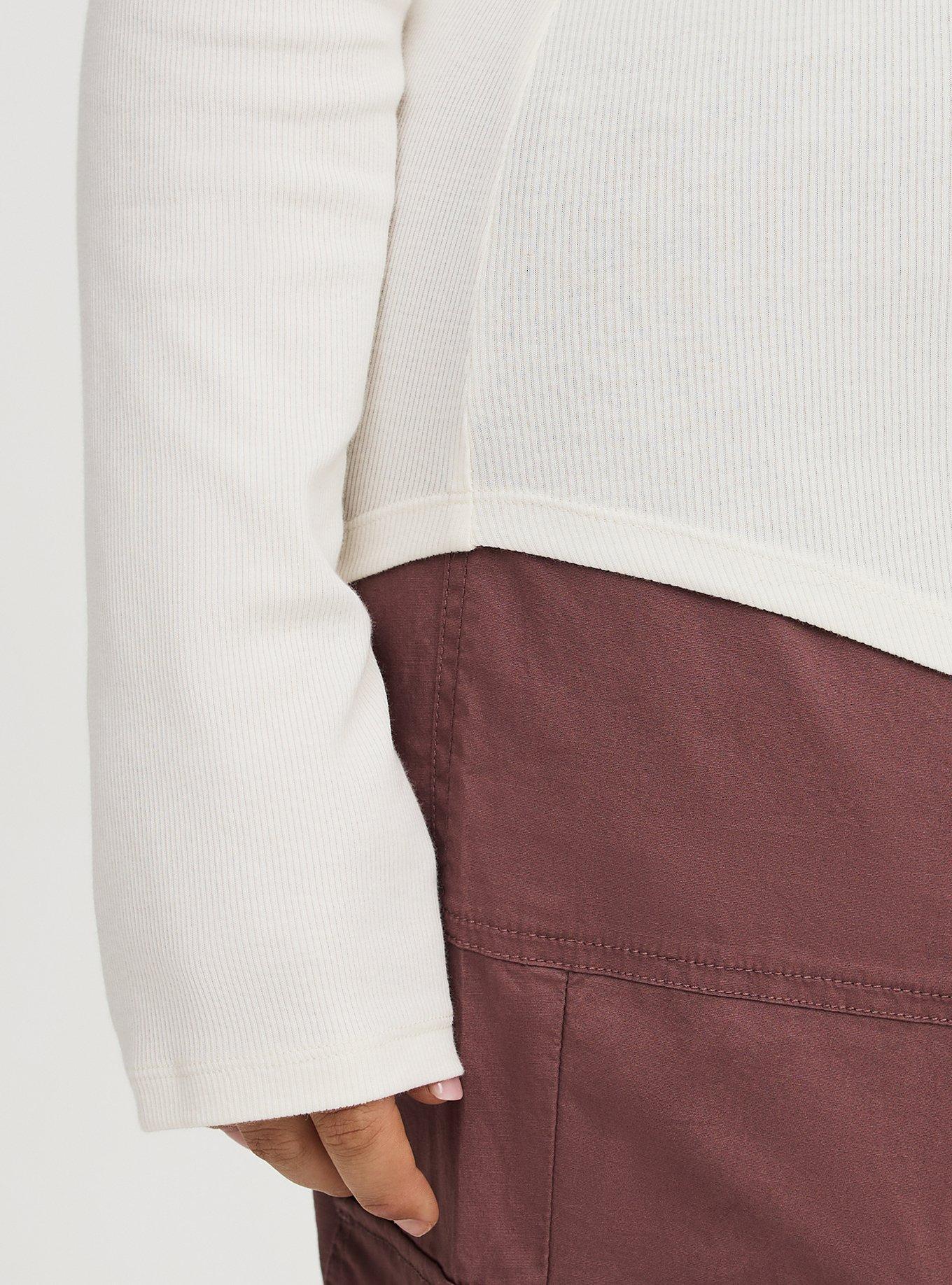 Cotton Modal Rib Notch Neck Top, WHISPER WHITE, alternate