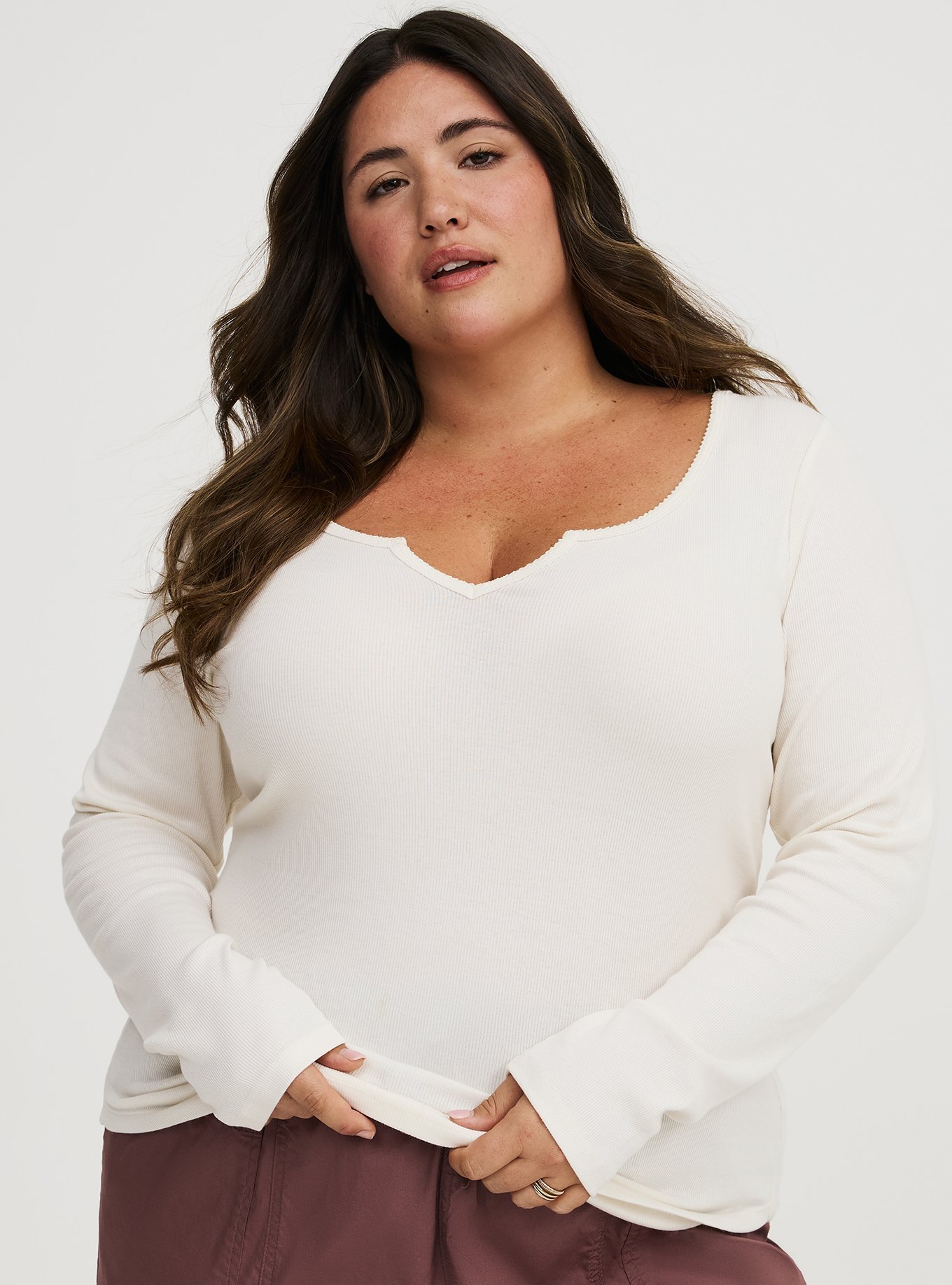 Plus Size - Cotton Modal Rib Notch Neck Top - Torrid