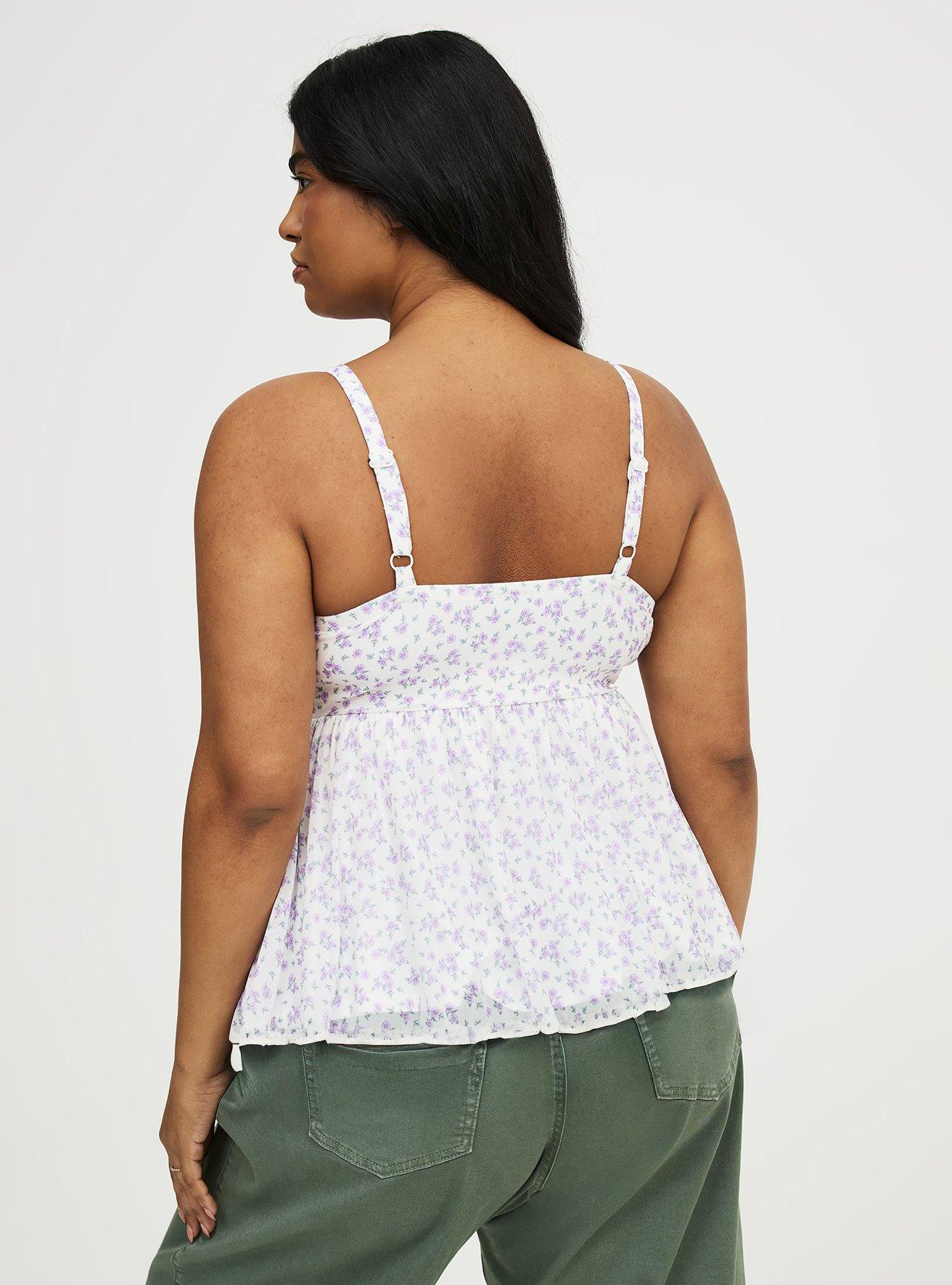 Mesh Babydoll Top, DONNA DITSY FLORAL PURPLE, alternate