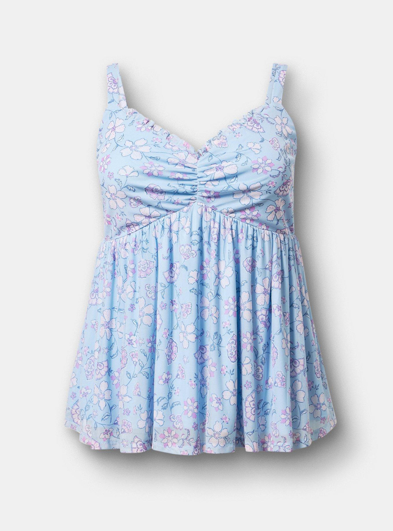 Mesh Babydoll Top, RUMBLE JACO BLUE, hi-res