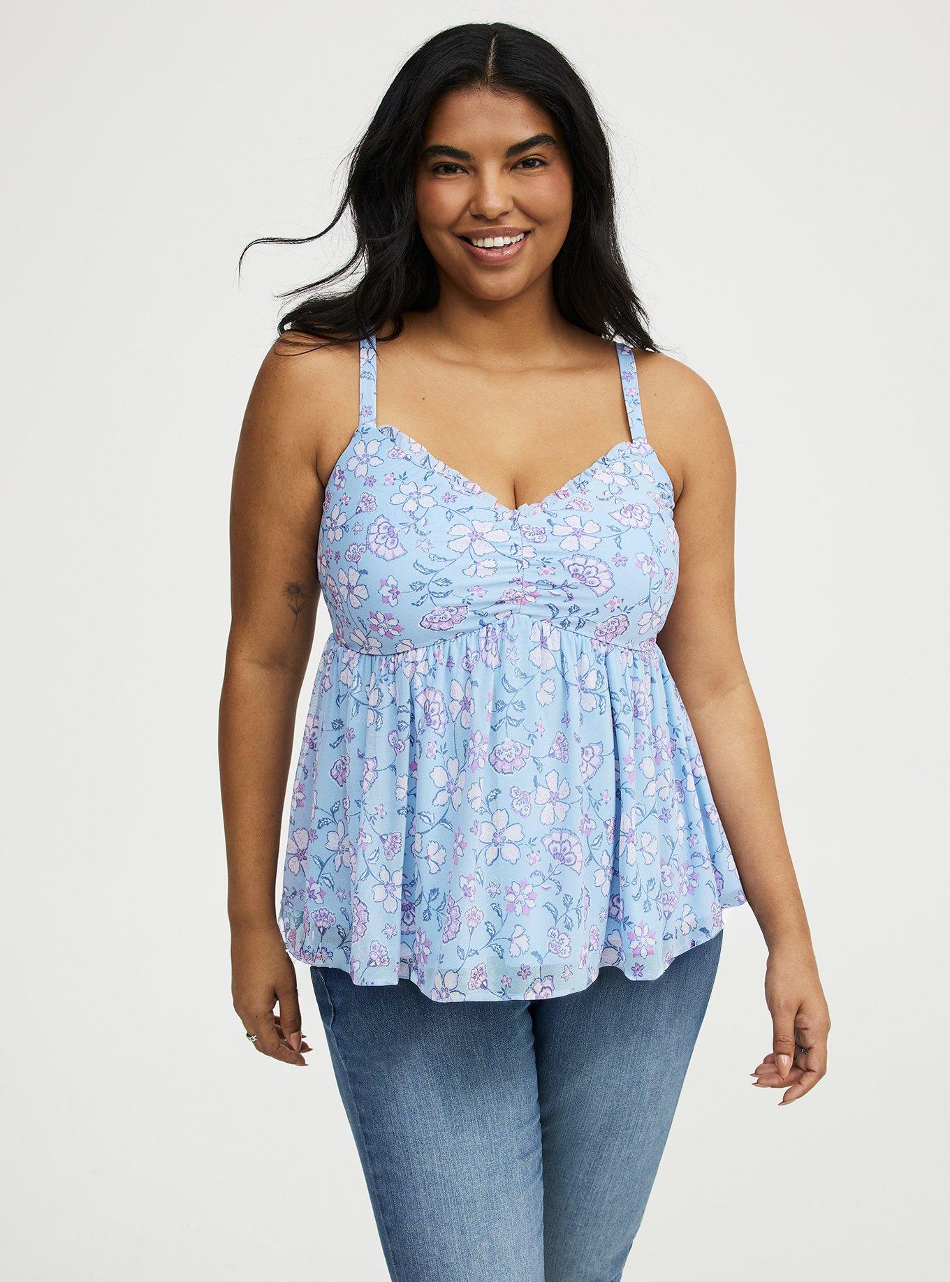 Plus Size Mesh Babydoll Top, RUMBLE JACO BLUE, hi-res