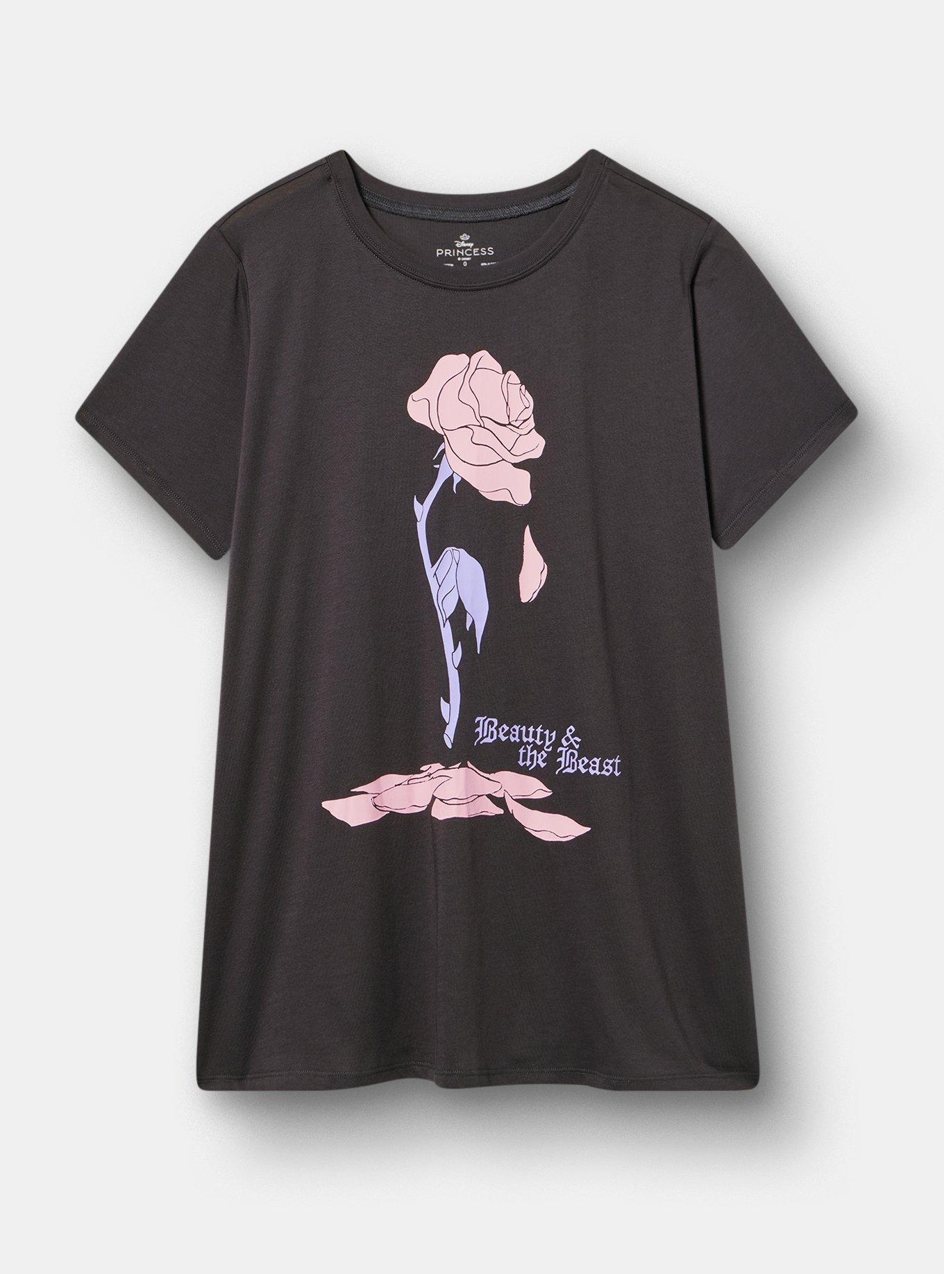 Disney Princess Classic Cotton Crew Tee, BEAUTY AND THE BEAST ROSE OBSIDIAN, hi-res