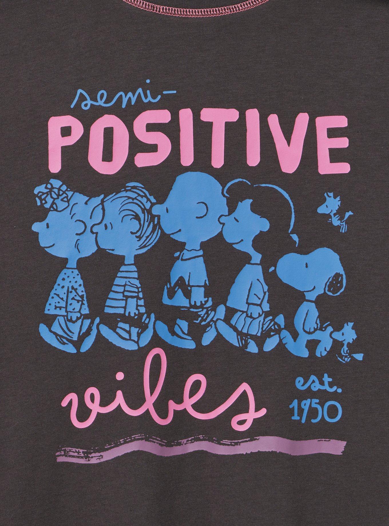 Peanuts Slim Cotton Jersey Tee, POSITIVE VIBE OBSIDIAN, alternate