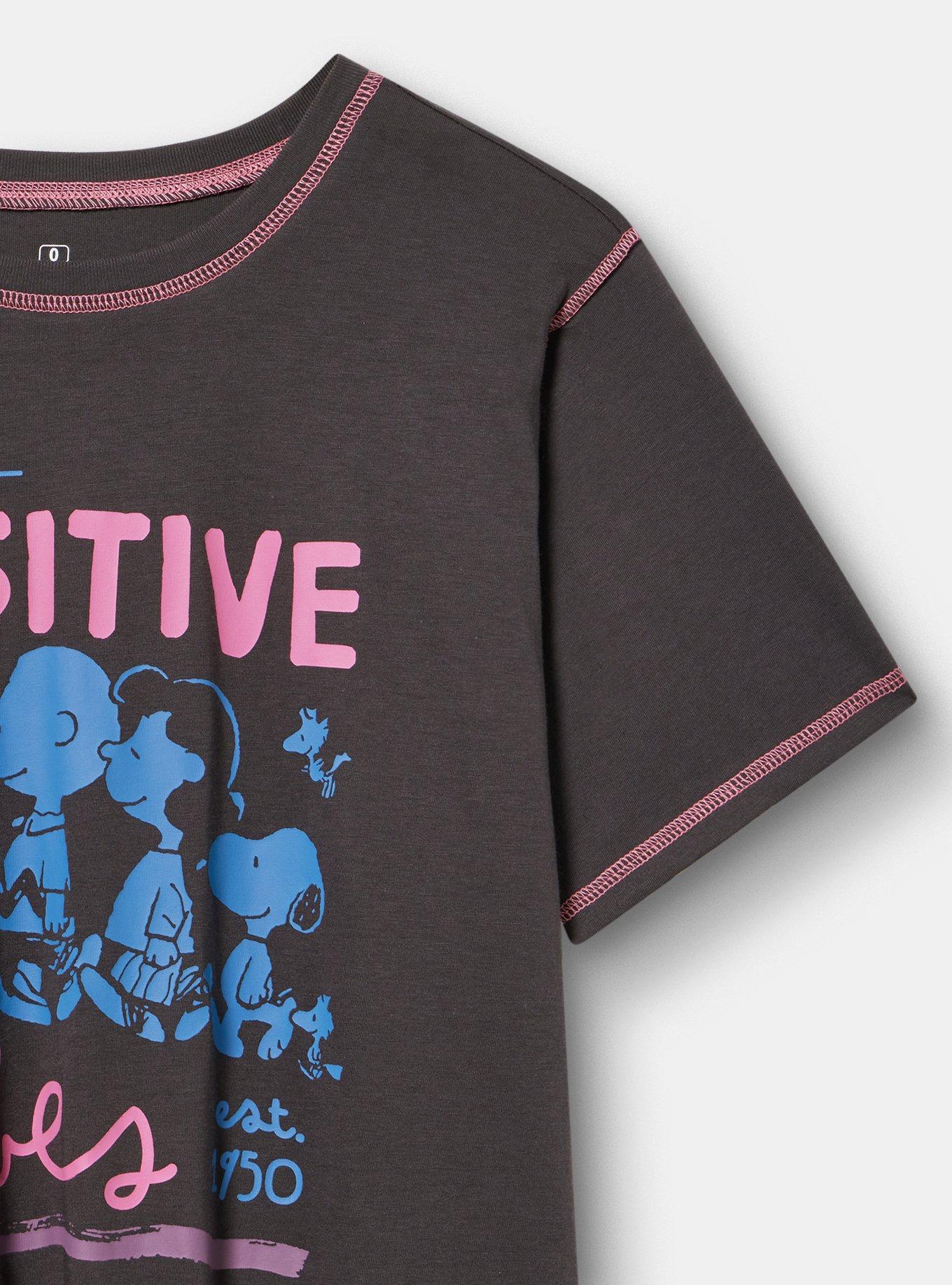 Peanuts Slim Cotton Jersey Tee, POSITIVE VIBE OBSIDIAN, alternate