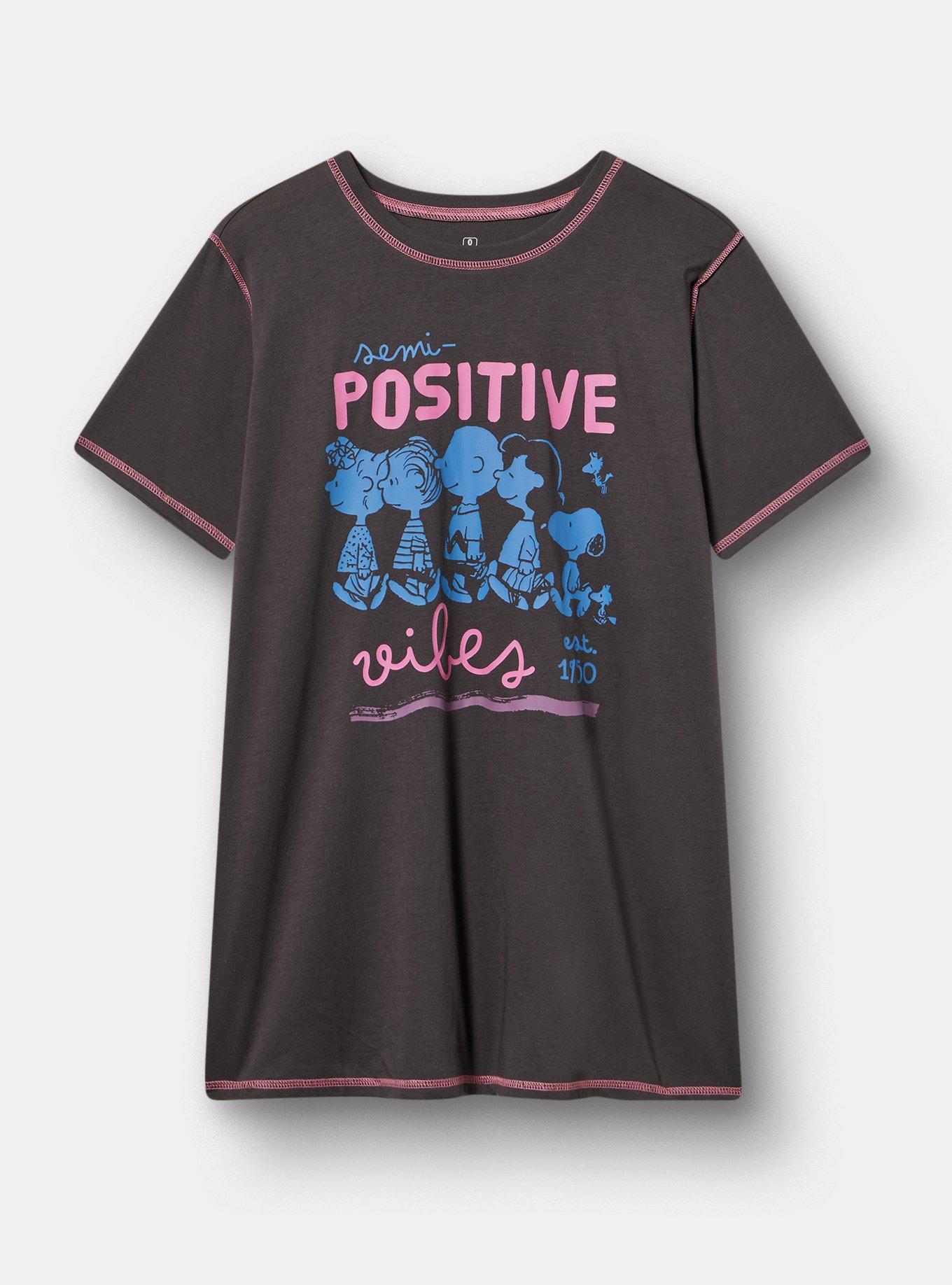 Peanuts Slim Cotton Jersey Tee, POSITIVE VIBE OBSIDIAN, hi-res