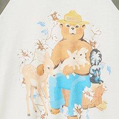 Smokey Bear Raglan 3/4 Sleeve Tee, SMOKEY ONLY YOU WHISPER WHITE, swatch