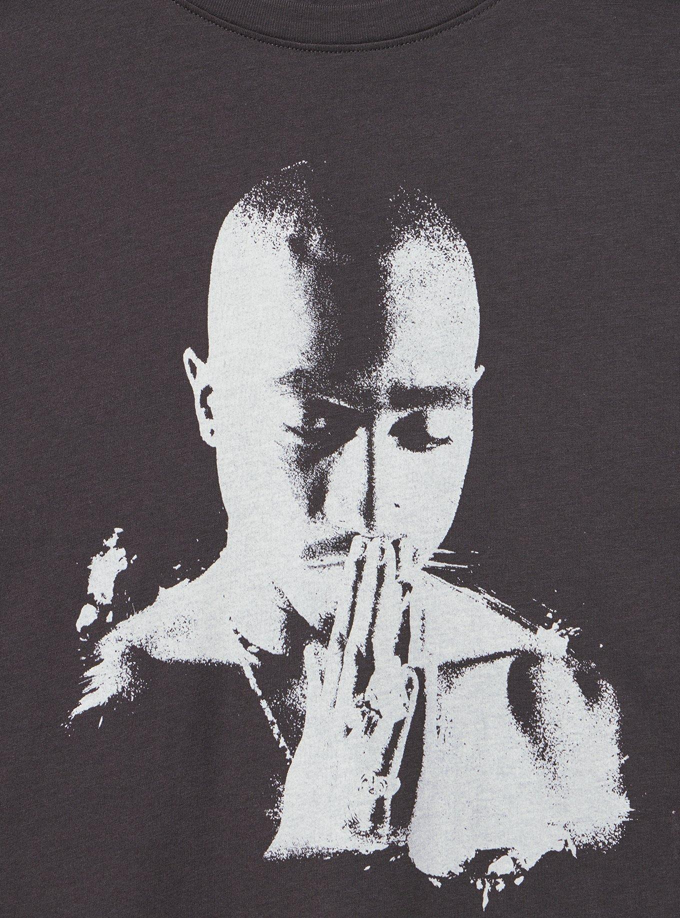 Tupac Oversized Cotton Jersey Tunic Tee, TUPAC PRAY OBSIDIAN, alternate
