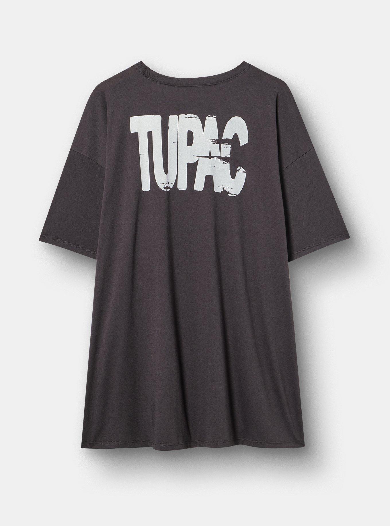 Tupac Oversized Cotton Jersey Tunic Tee, TUPAC PRAY OBSIDIAN, alternate