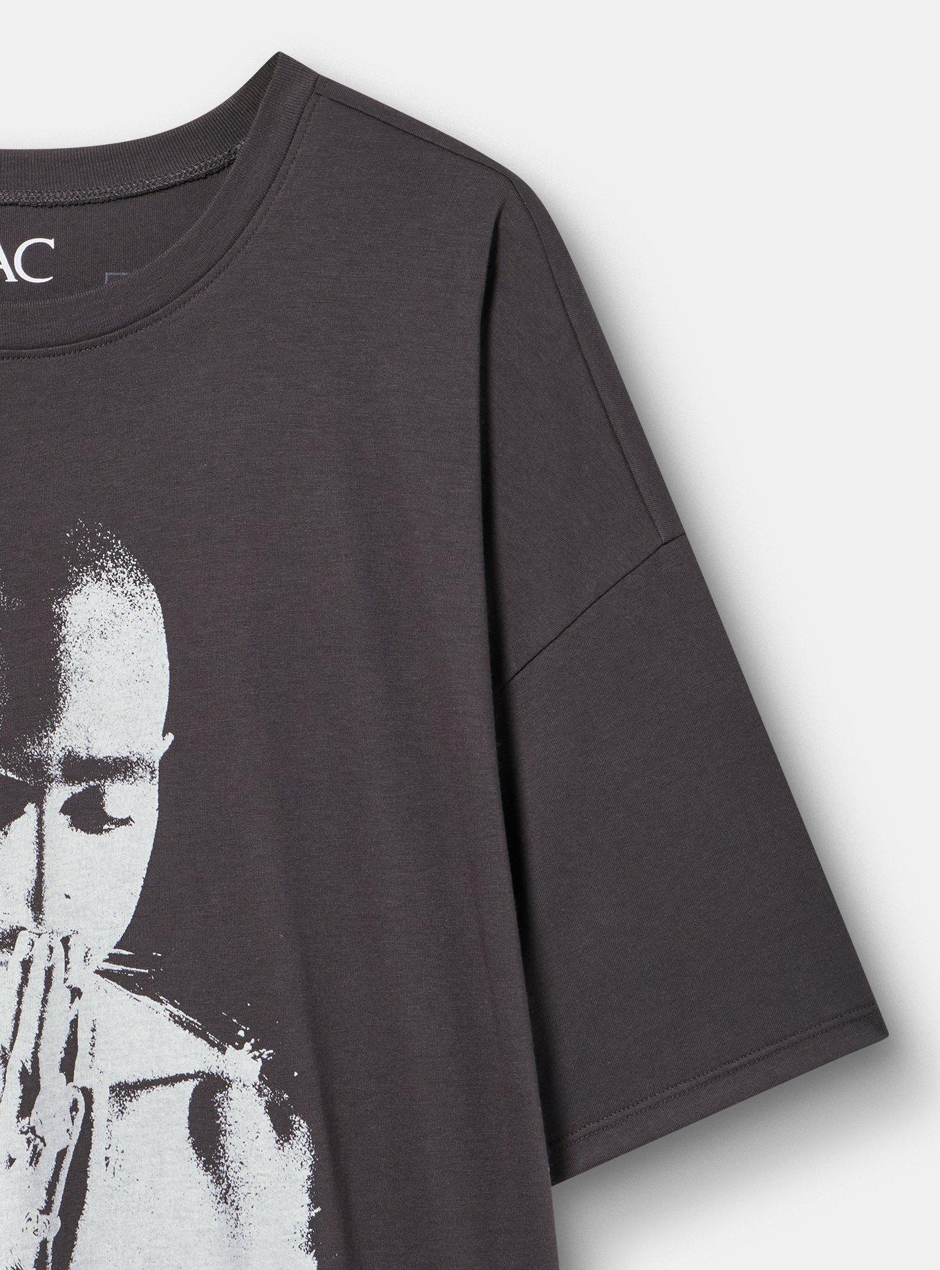 Tupac Oversized Cotton Jersey Tunic Tee, TUPAC PRAY OBSIDIAN, alternate