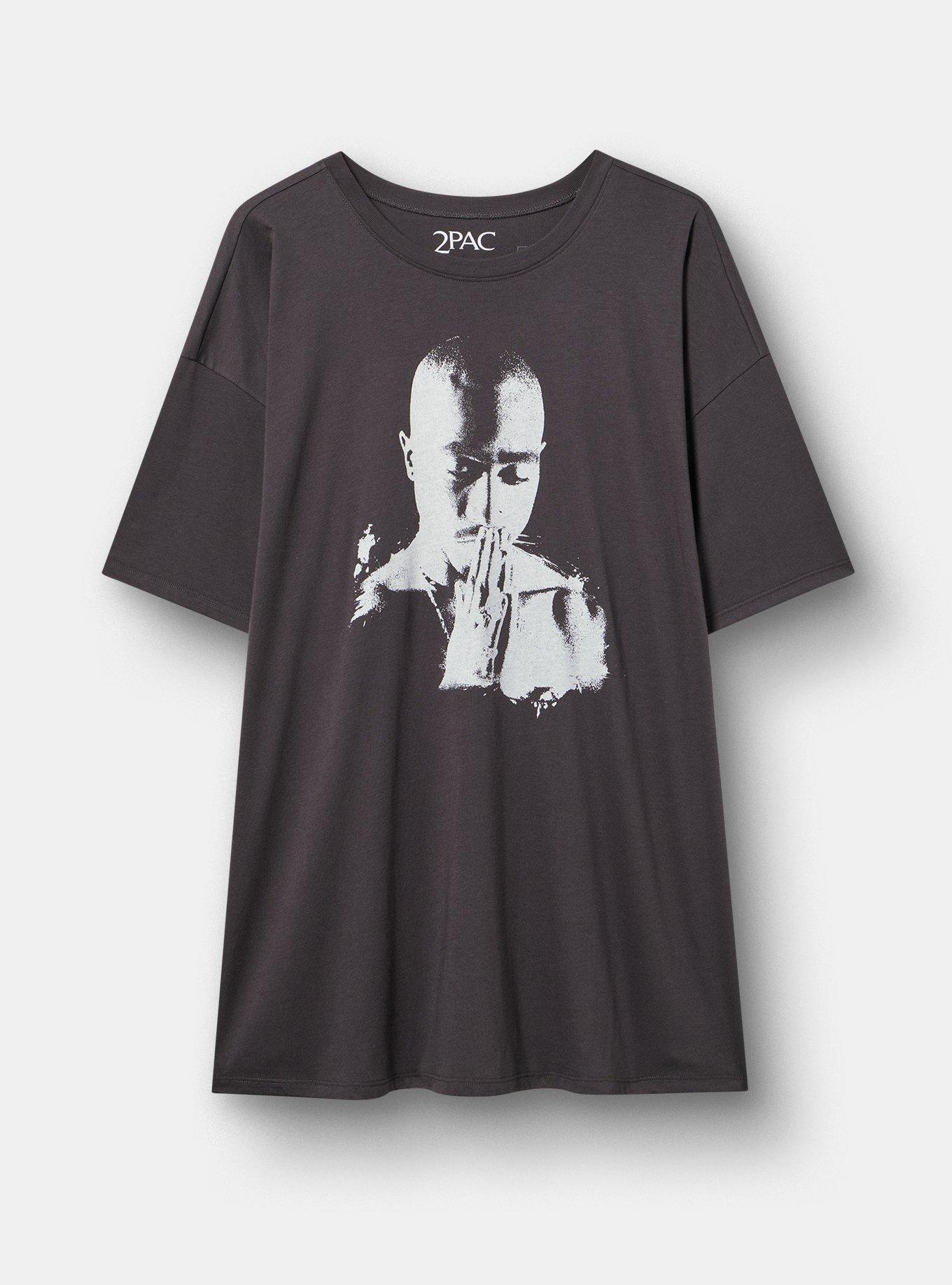 Tupac Oversized Cotton Jersey Tunic Tee, TUPAC PRAY OBSIDIAN, hi-res
