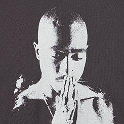 Tupac Oversized Cotton Jersey Tunic Tee, TUPAC PRAY OBSIDIAN, swatch