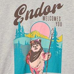 Star Wars Endor Classic Cotton Varsity Tee, ENDOR WELCOMES YOU LT HEATHER GREY, swatch