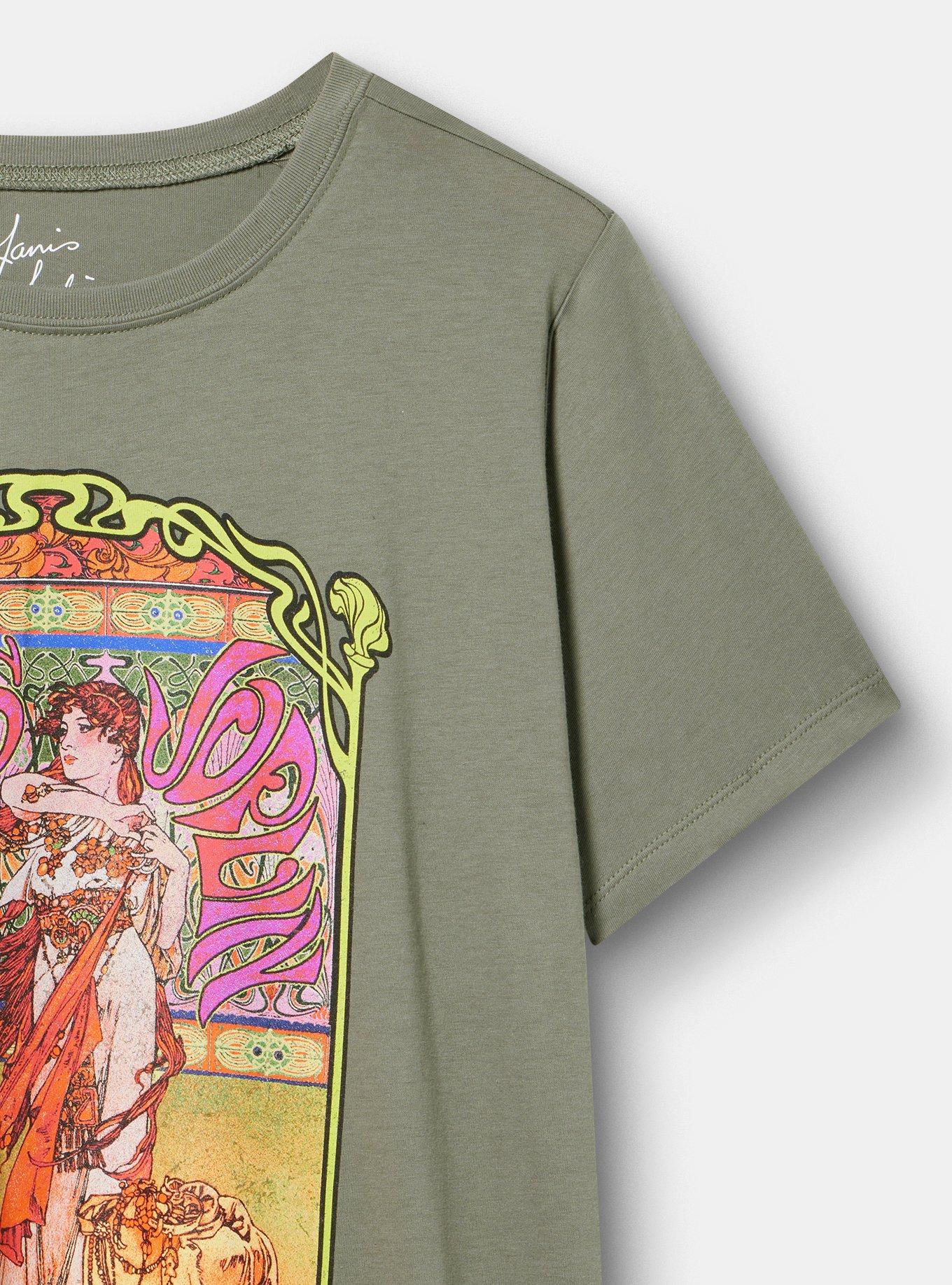 Janis Joplin Classic Cotton Crew Tee, JANIS JOPLIN AGAVE GREEN, alternate