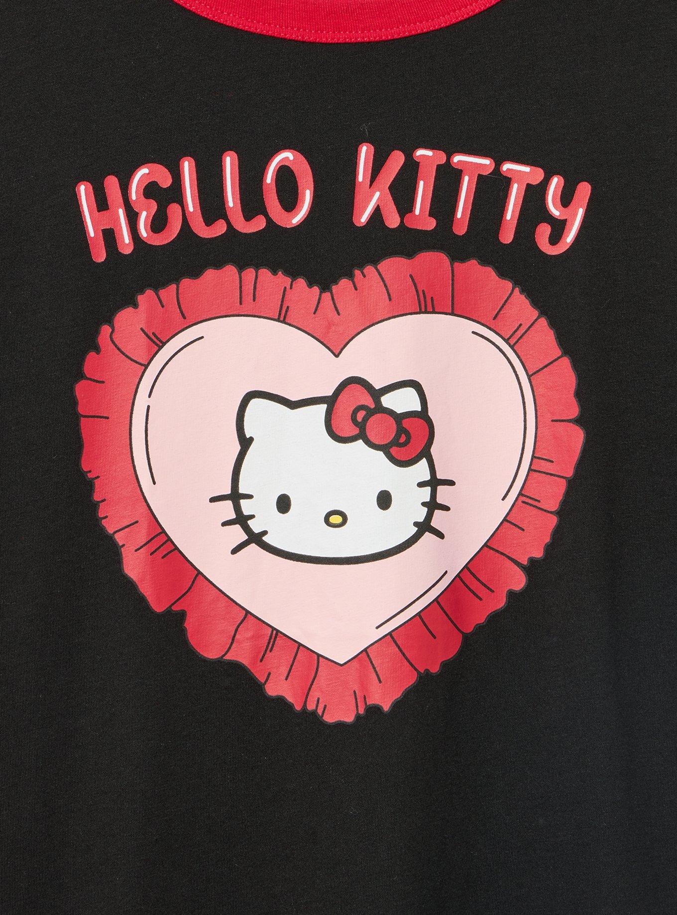 Hello Kitty Classic Cotton Ringer Tee, HELLO KITTY HEART DEEP BLACK, alternate