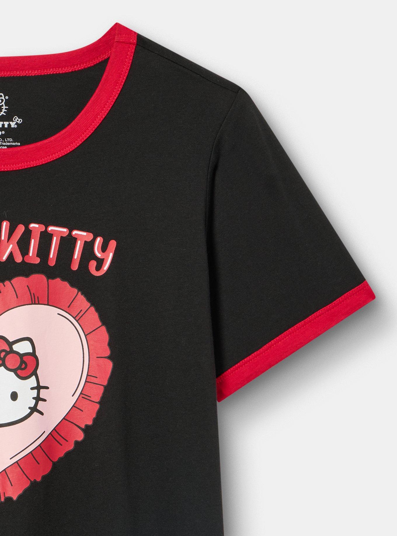 Hello Kitty Classic Cotton Ringer Tee, HELLO KITTY HEART DEEP BLACK, alternate